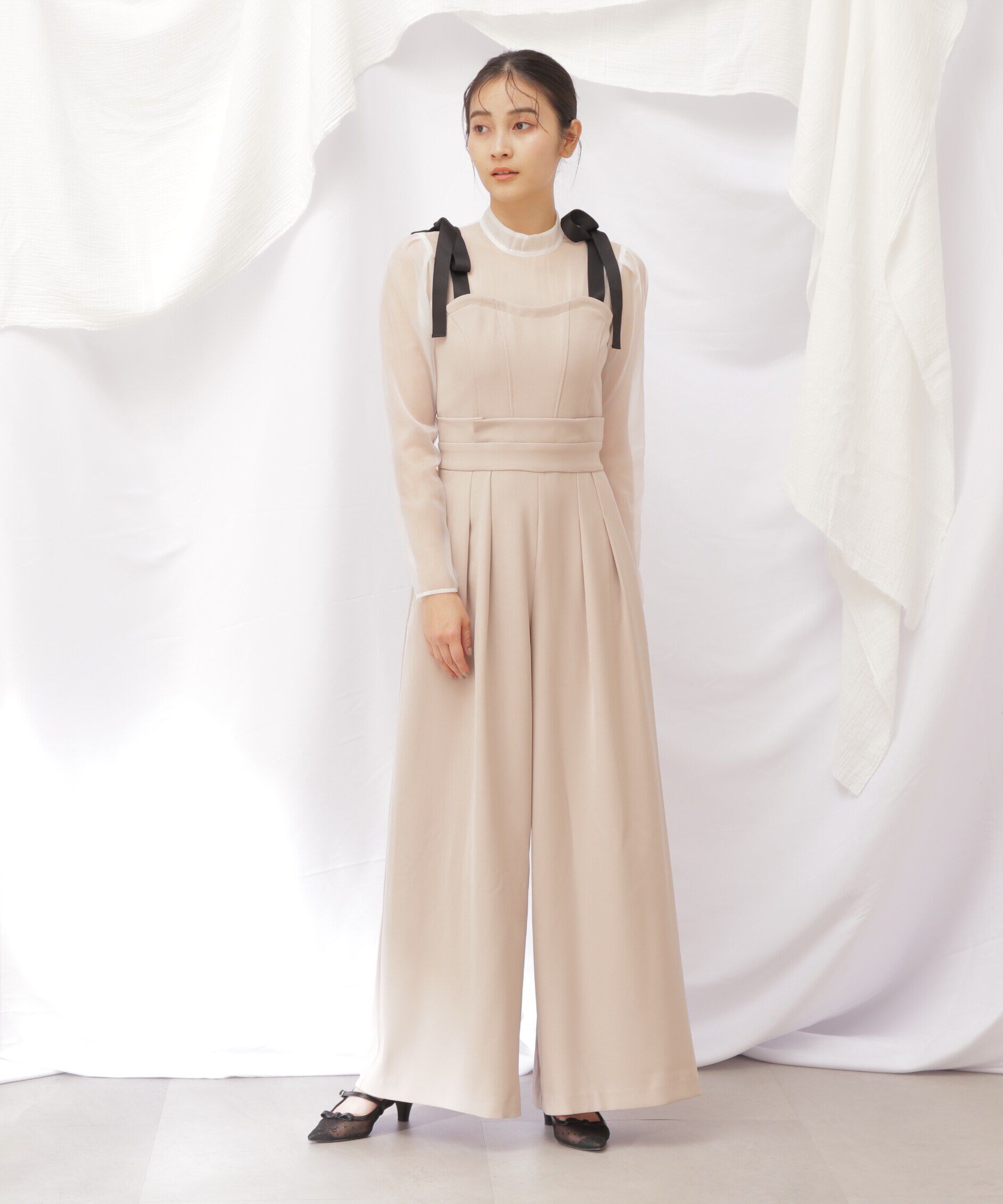  「肩リボンドッキングサロペット」|ワンピース|