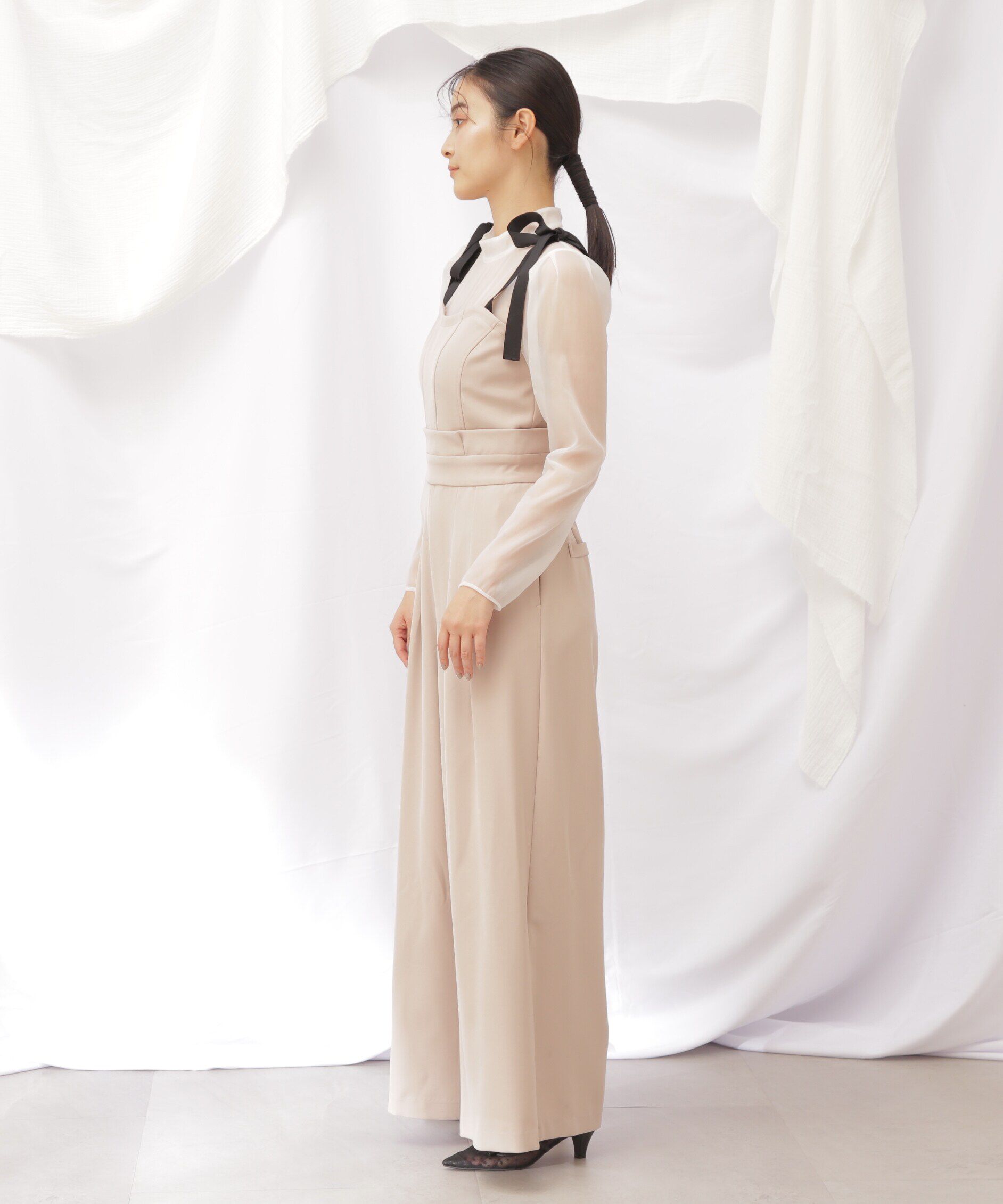  「肩リボンドッキングサロペット」|ワンピース|