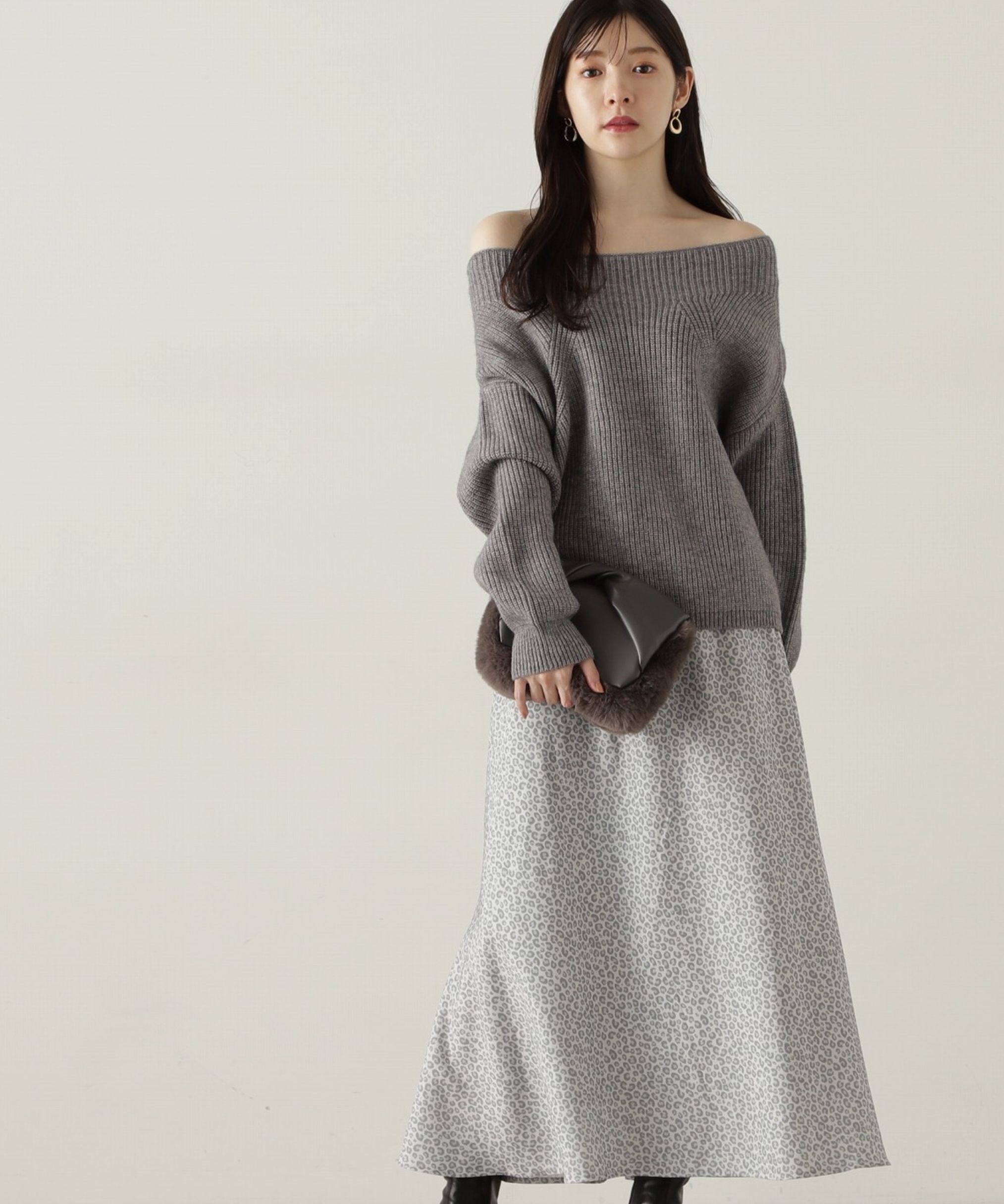 PROPORTION BODY DRESSING「レオパードスカート　24AW」|スカート|グレー