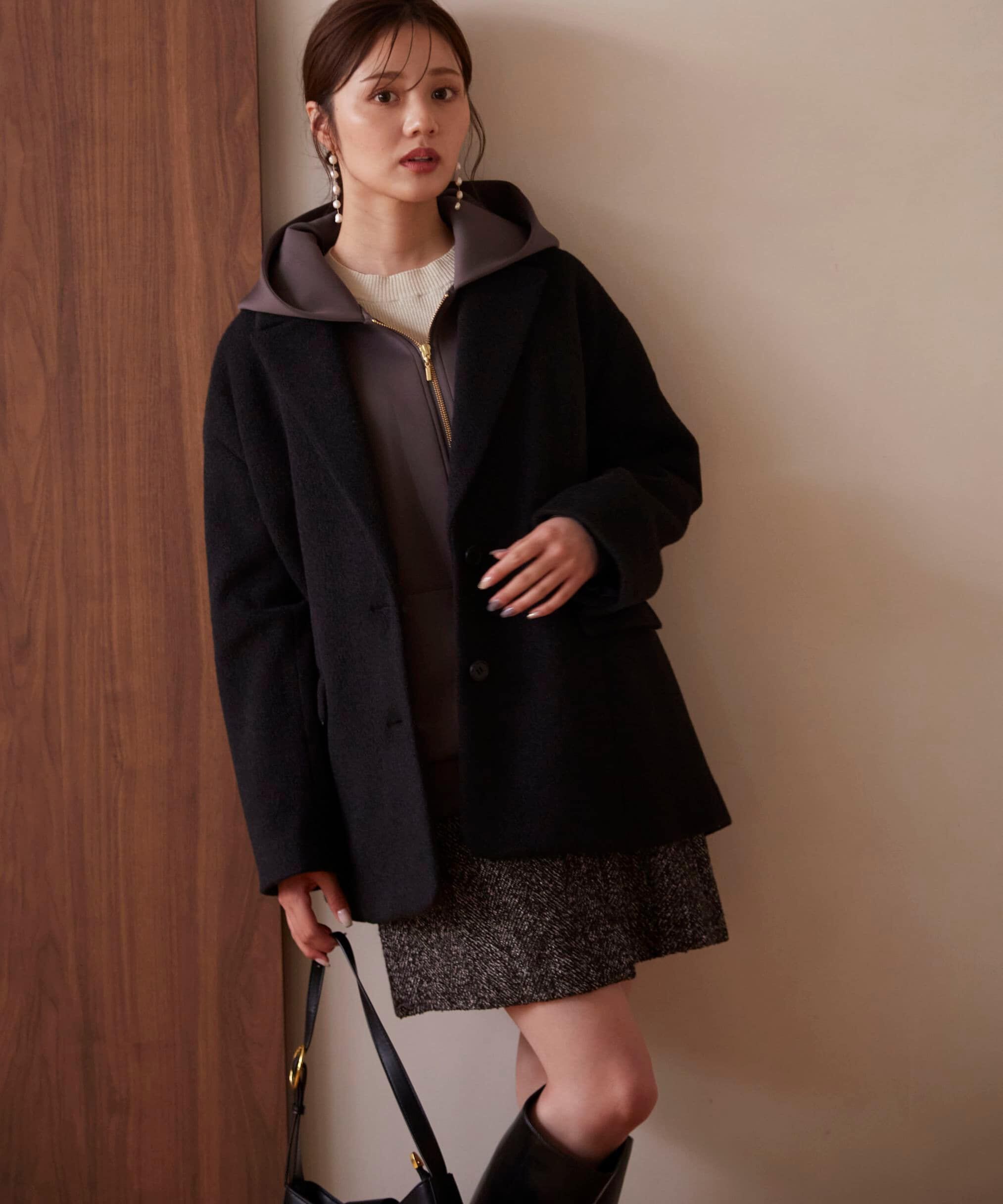 PROPORTION BODY DRESSING「フラップミニスカート　WEB限定カラー：エクリュツィード」|スカート|ブラックツィ