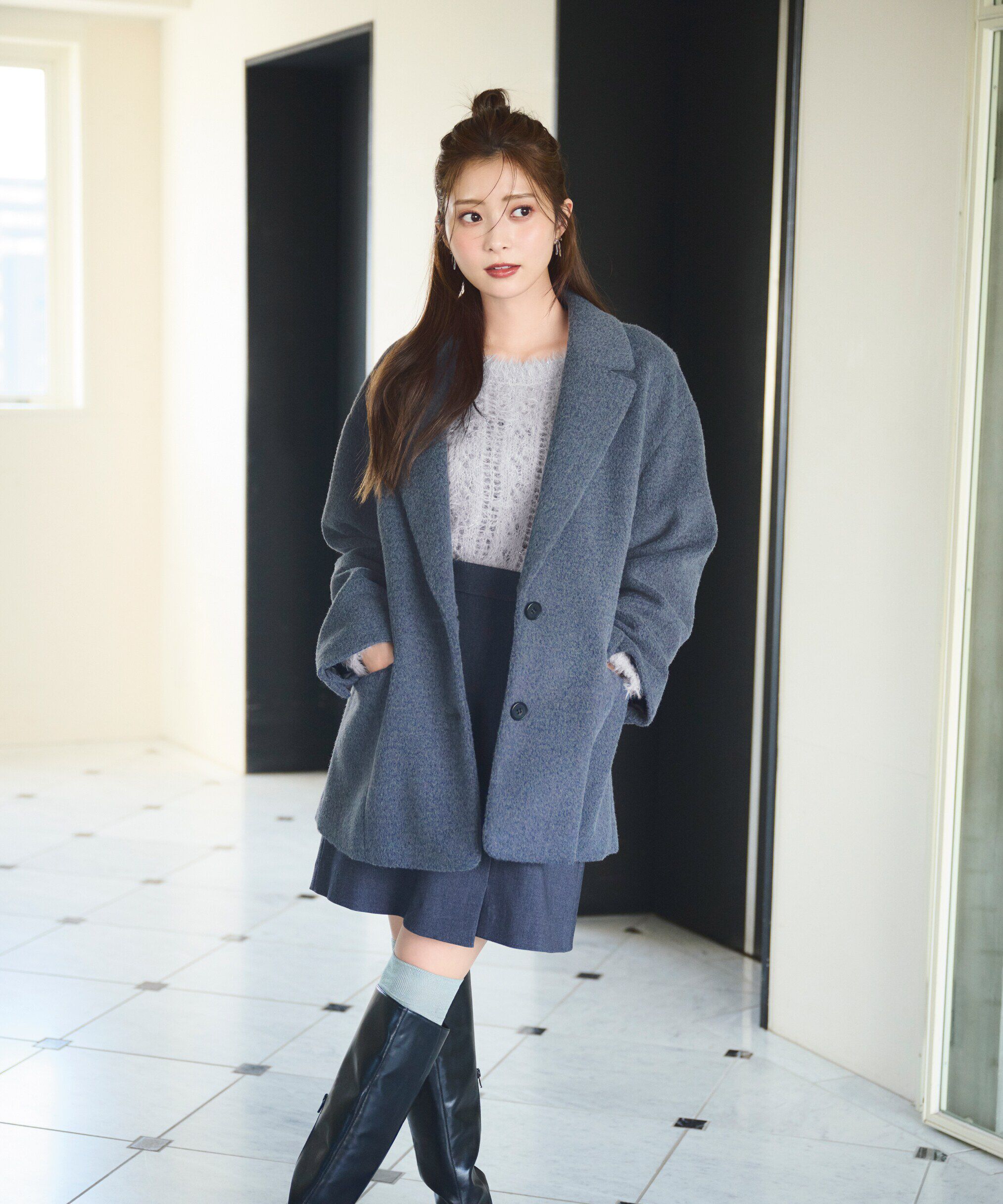 PROPORTION BODY DRESSING「フラップミニスカート　WEB限定カラー：エクリュツィード」|スカート|グレー