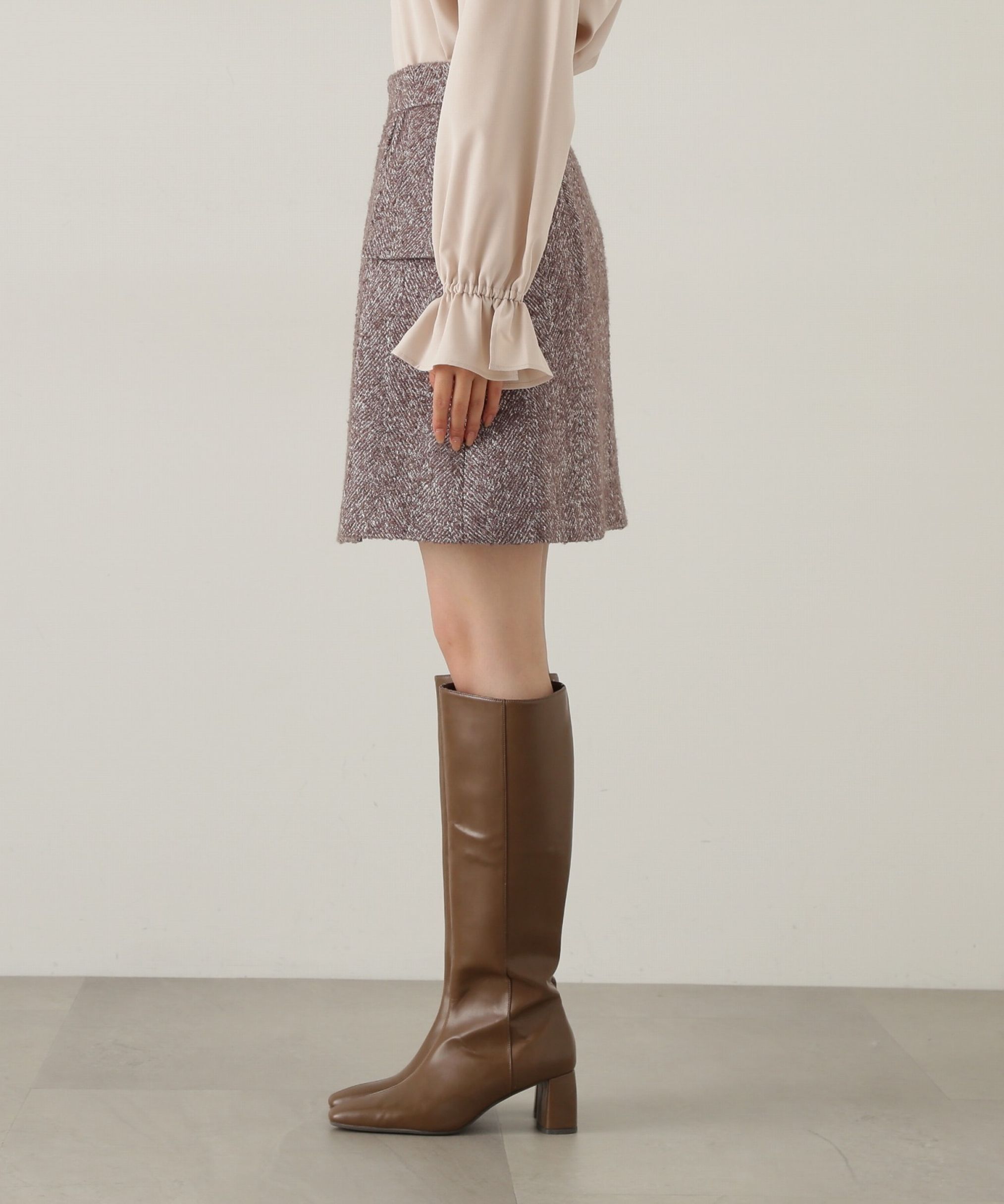 PROPORTION BODY DRESSING「フラップミニスカート　WEB限定カラー：エクリュツィード」|スカート|