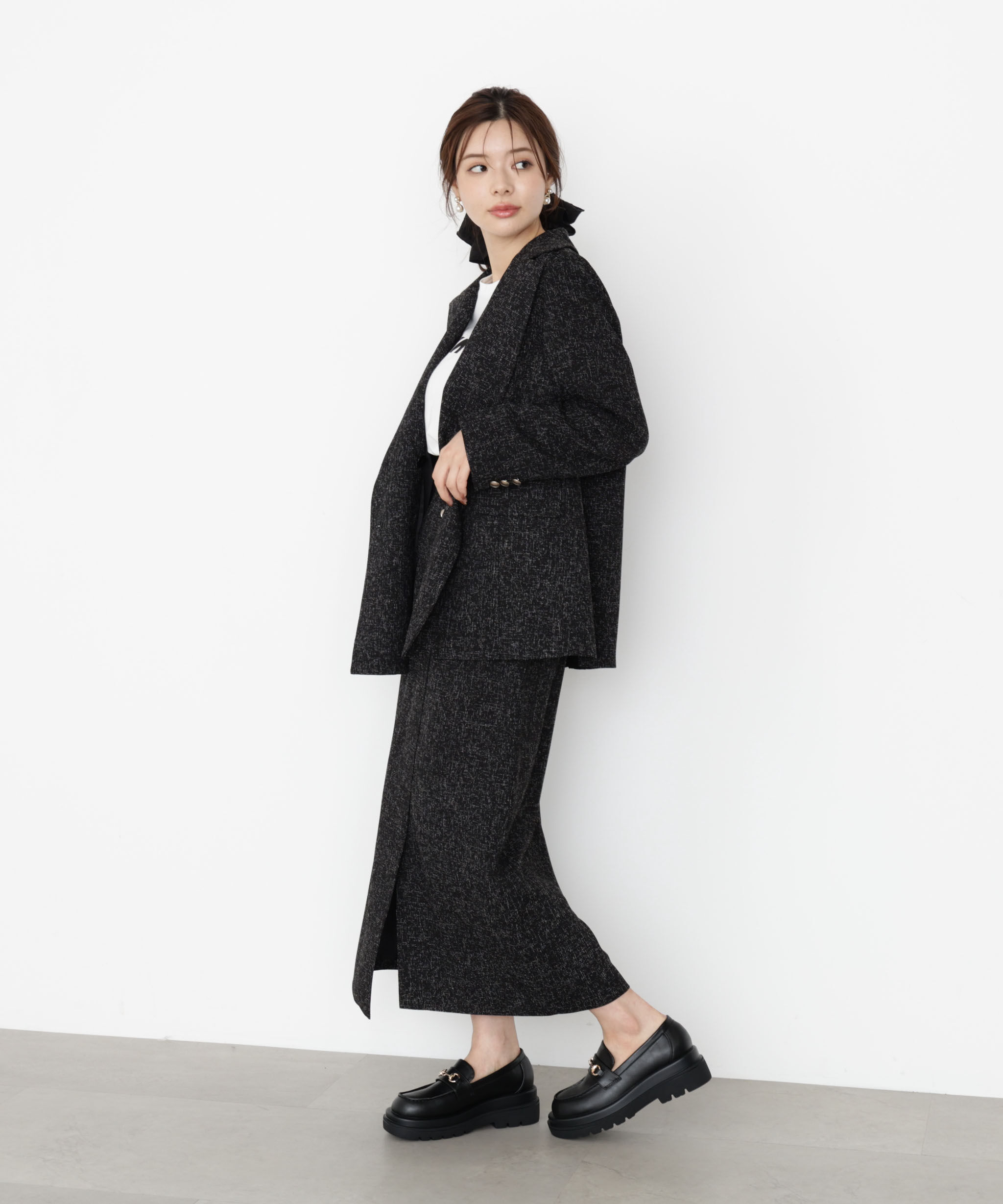 PROPORTION BODY DRESSING「アシメ釦ナロースカート 25AW」|スカート|