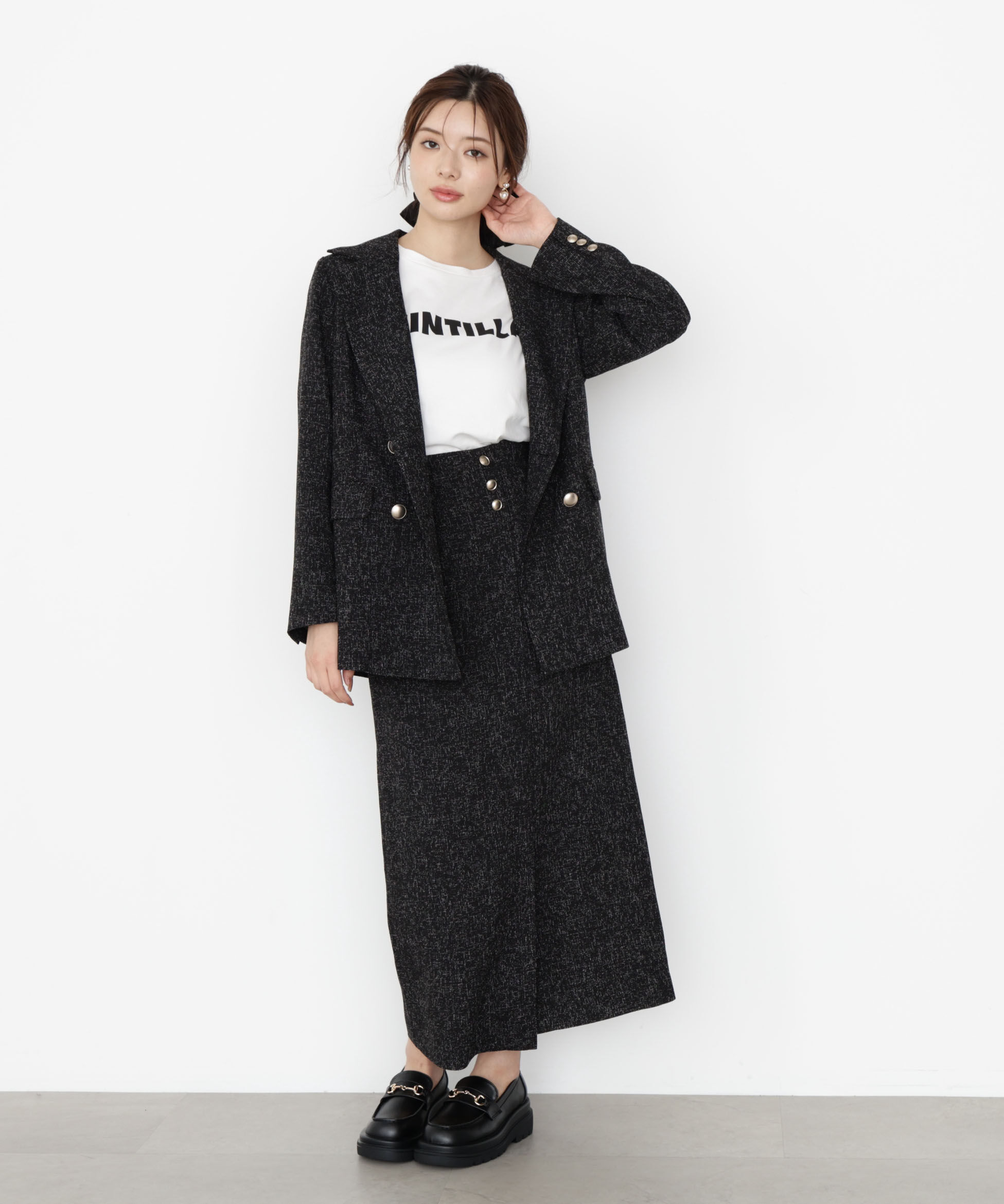 PROPORTION BODY DRESSING「アシメ釦ナロースカート 25AW」|スカート|