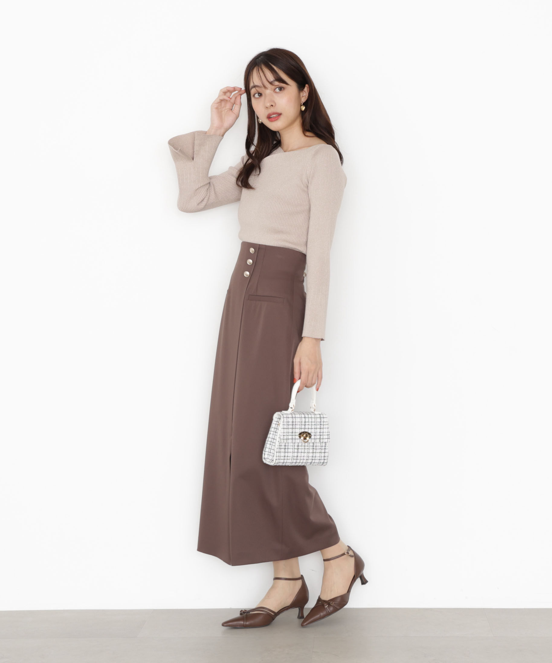 PROPORTION BODY DRESSING「アシメ釦ナロースカート 25AW」|スカート|