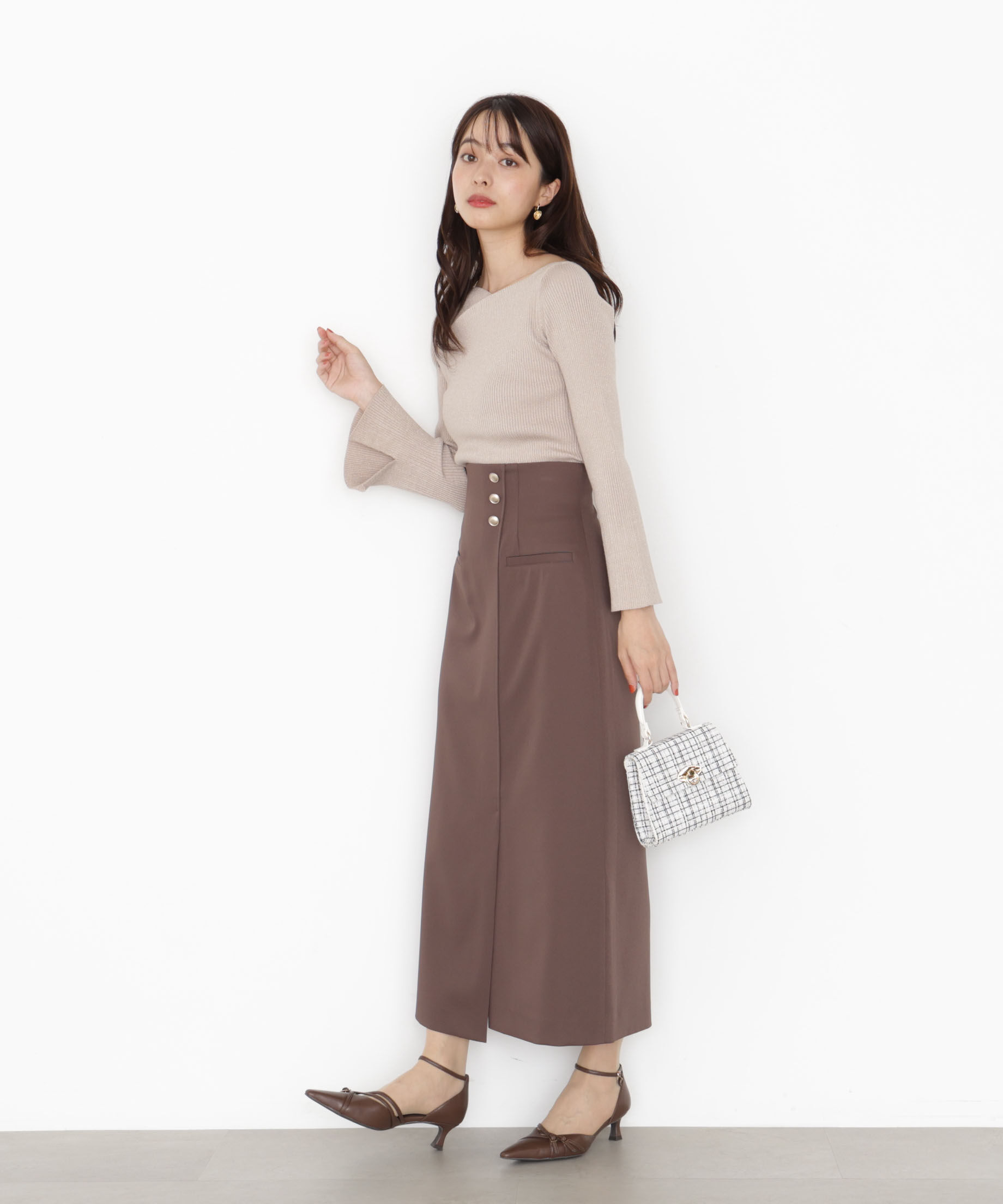 PROPORTION BODY DRESSING「アシメ釦ナロースカート 25AW」|スカート|