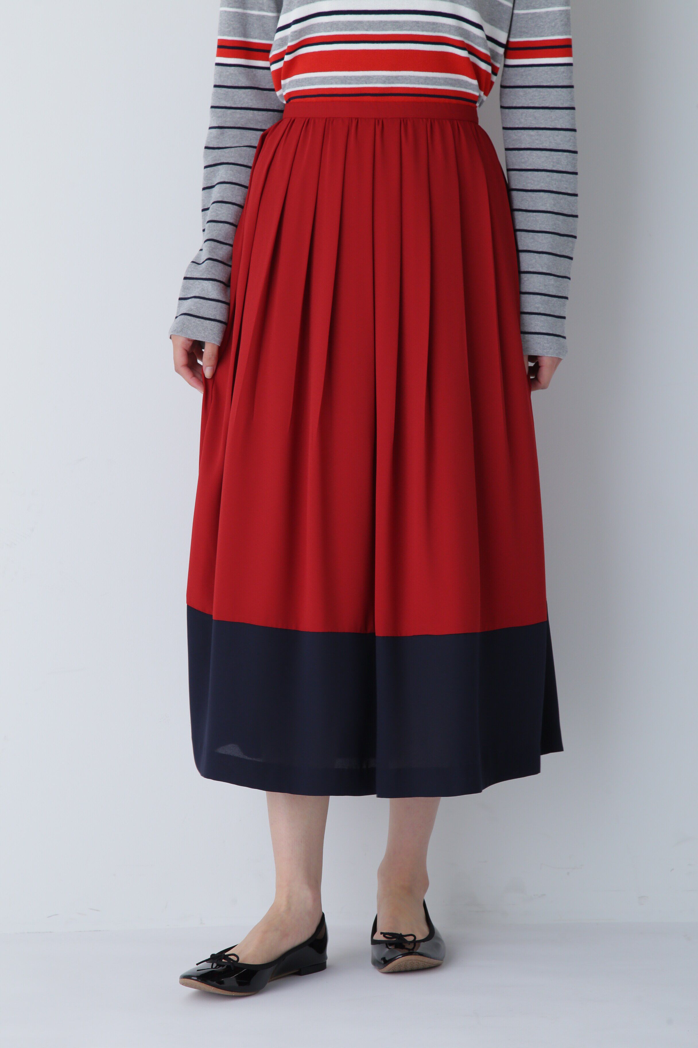  「◆バイカラープリーツスカート」|スカート|