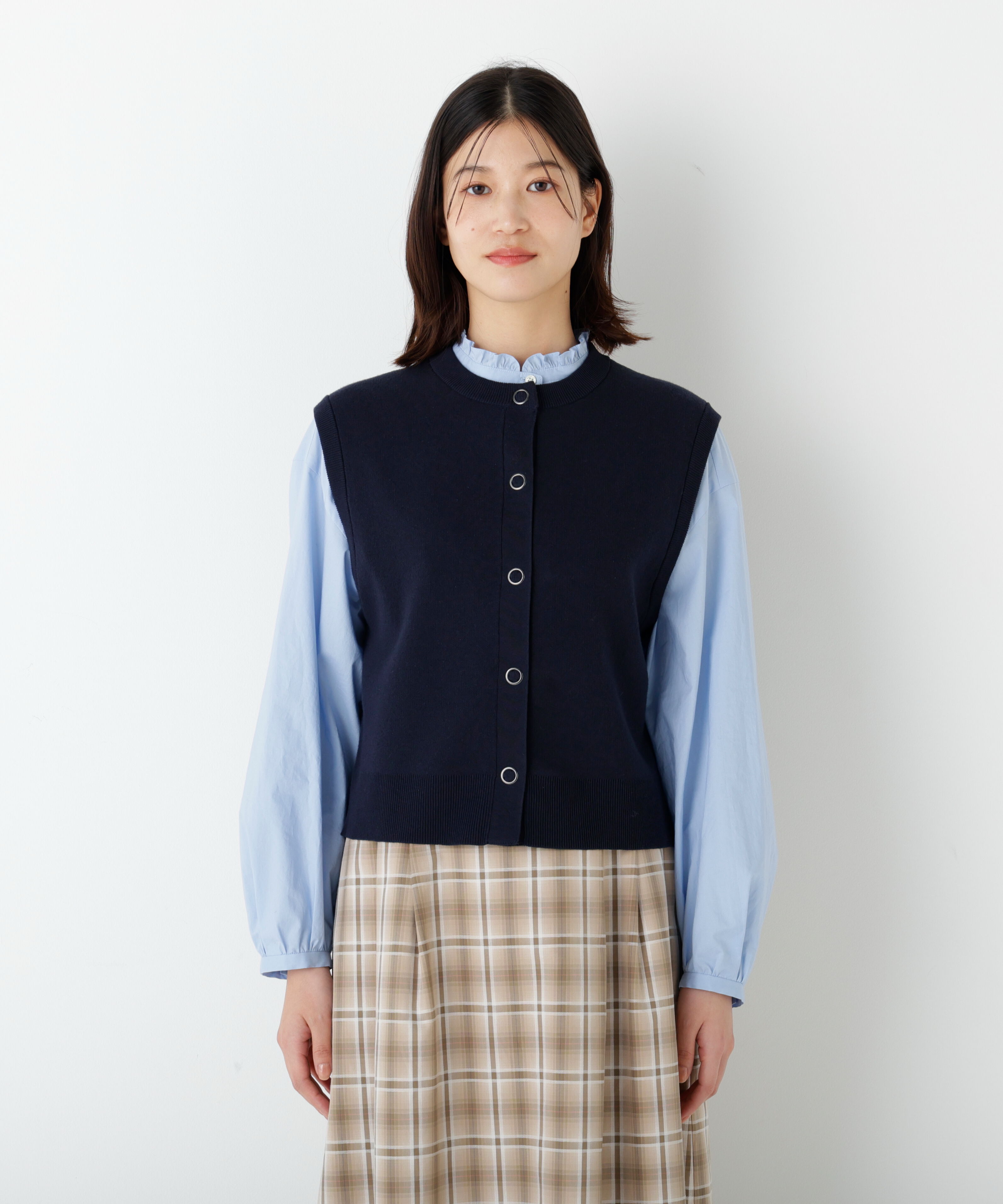  「◆ハイツイストコットン混ジャカードベスト」|ニット・セーター|