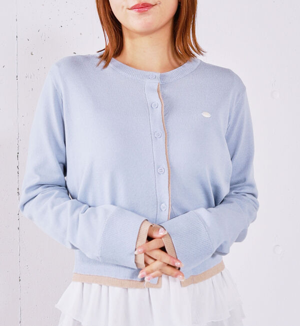 archives「【ＯＮかわ】配色レイヤードニットカーディガン」|カーディガン|BLUE