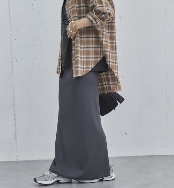 Doux archives「リブロングタイトスカート」|スカート|CHARCOAL GRAY