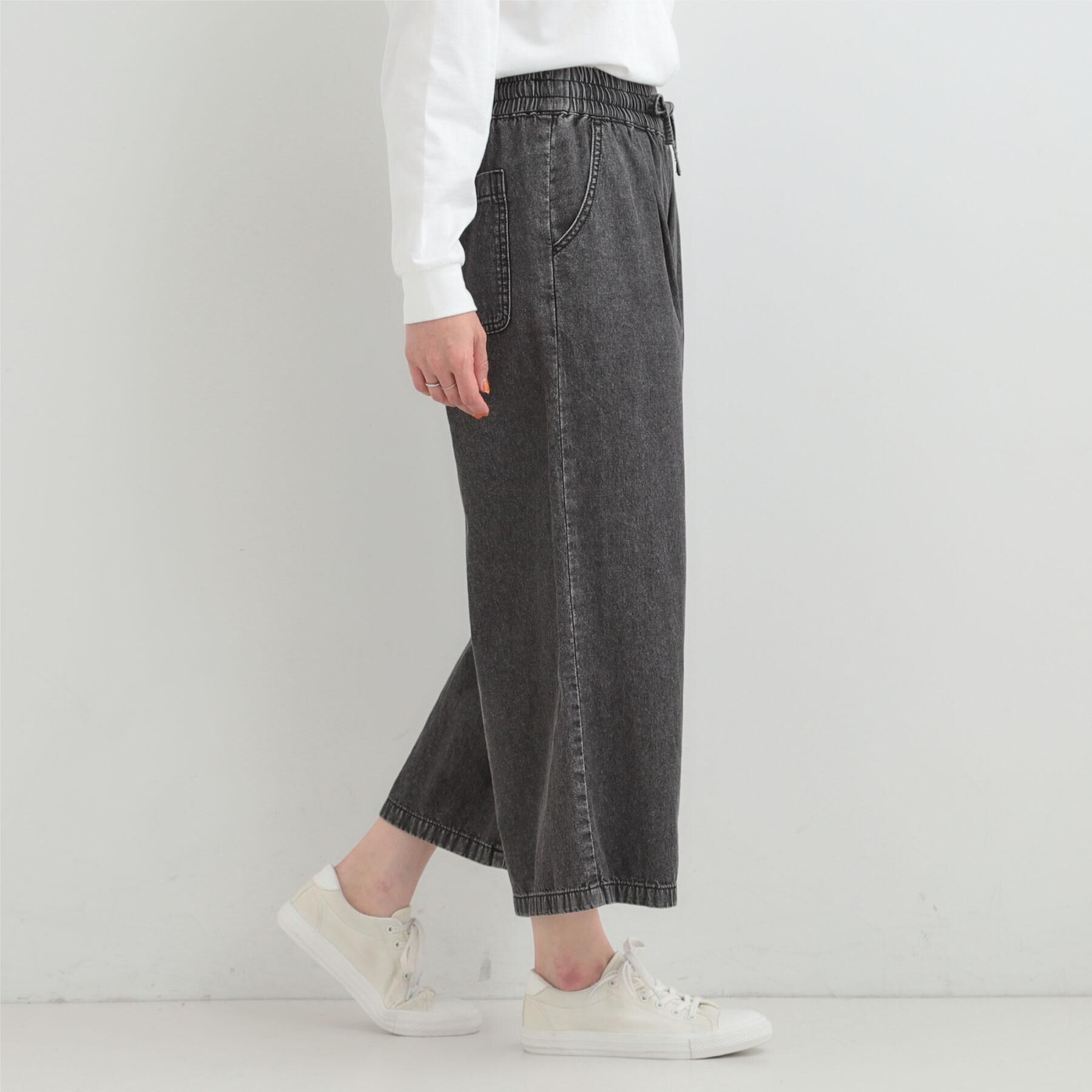 SHOO･LA･RUE「【ライトオンスデニム/着丈選べる】らくらくデニムイージーワイドパンツ」|デニム|