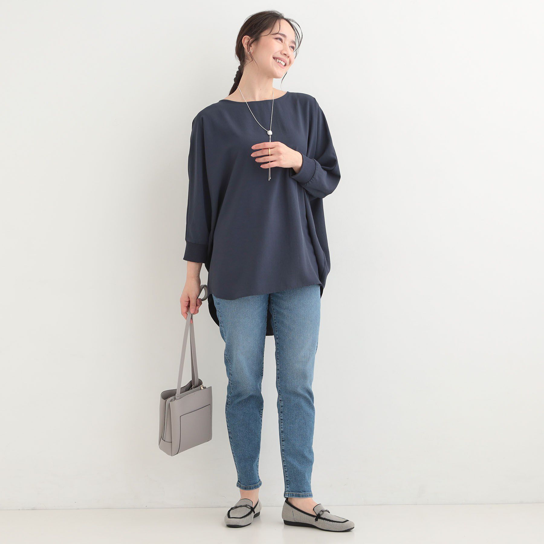 SHOO･LA･RUE「【着丈選べる/体型カバー】さらさらとろん ドルマンブラウス」|シャツ・ブラウス|