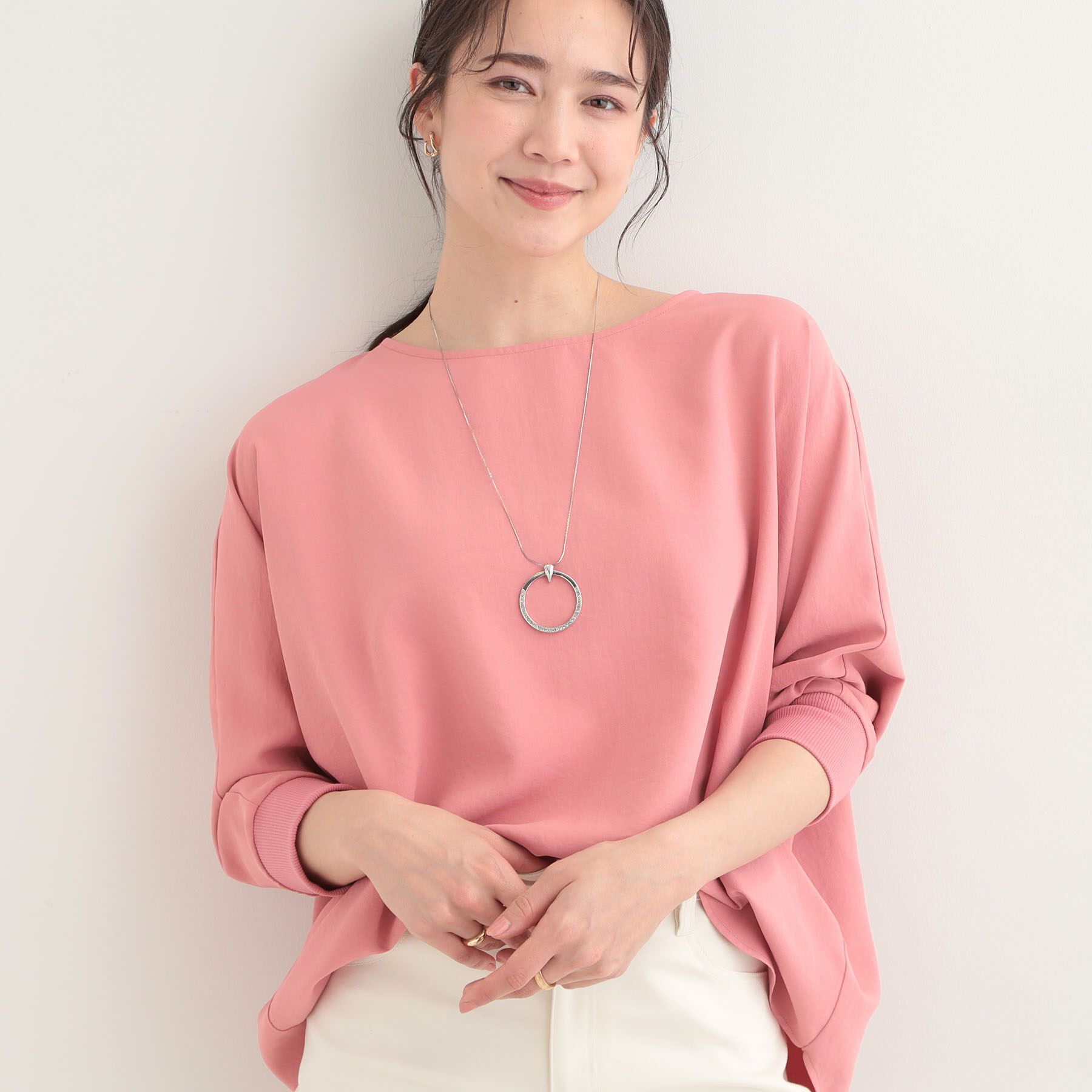 SHOO･LA･RUE「【着丈選べる/体型カバー】さらさらとろん ドルマンブラウス」|シャツ・ブラウス|ピンク(072)