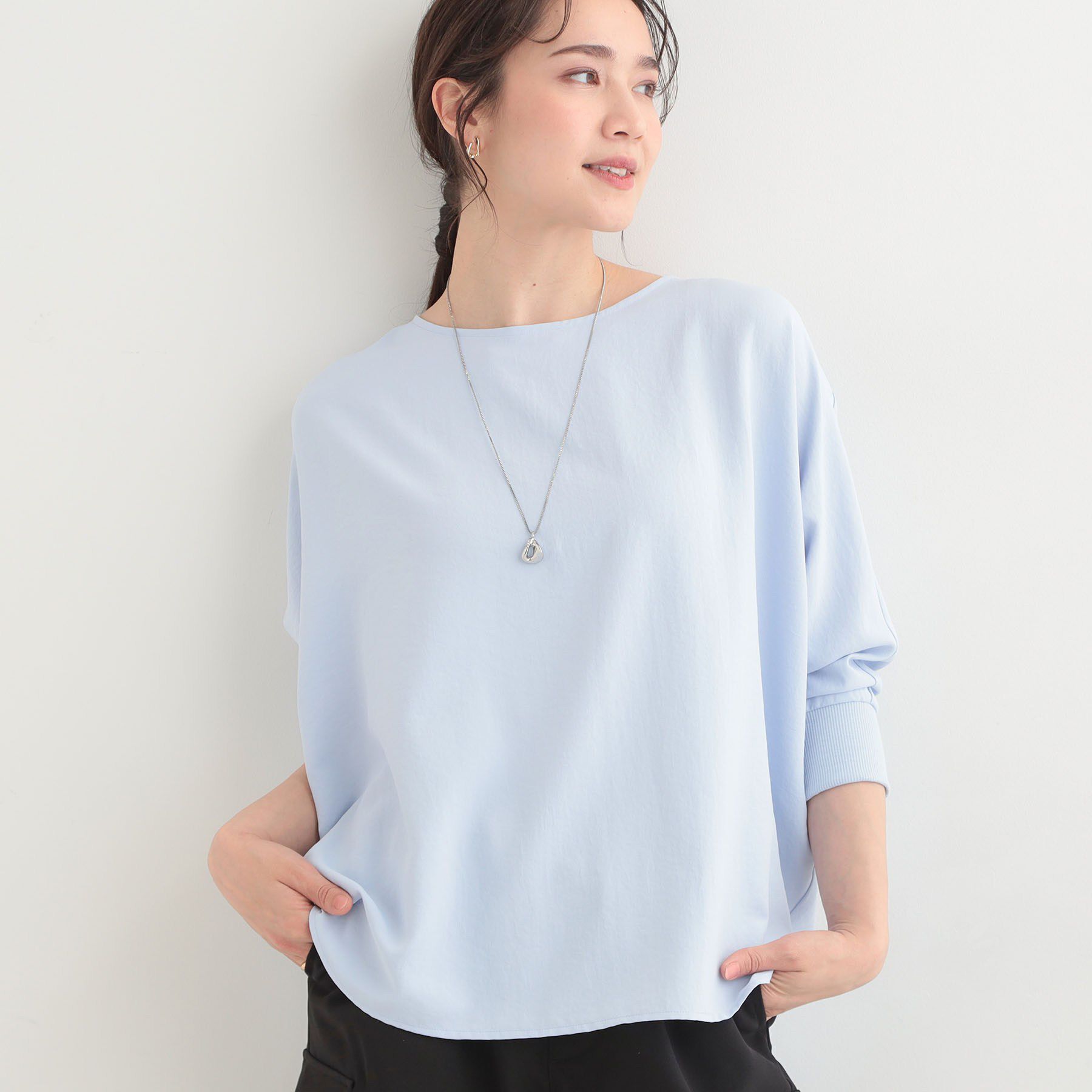 SHOO･LA･RUE「【着丈選べる/体型カバー】さらさらとろん ドルマンブラウス」|シャツ・ブラウス|サックスブルー(09