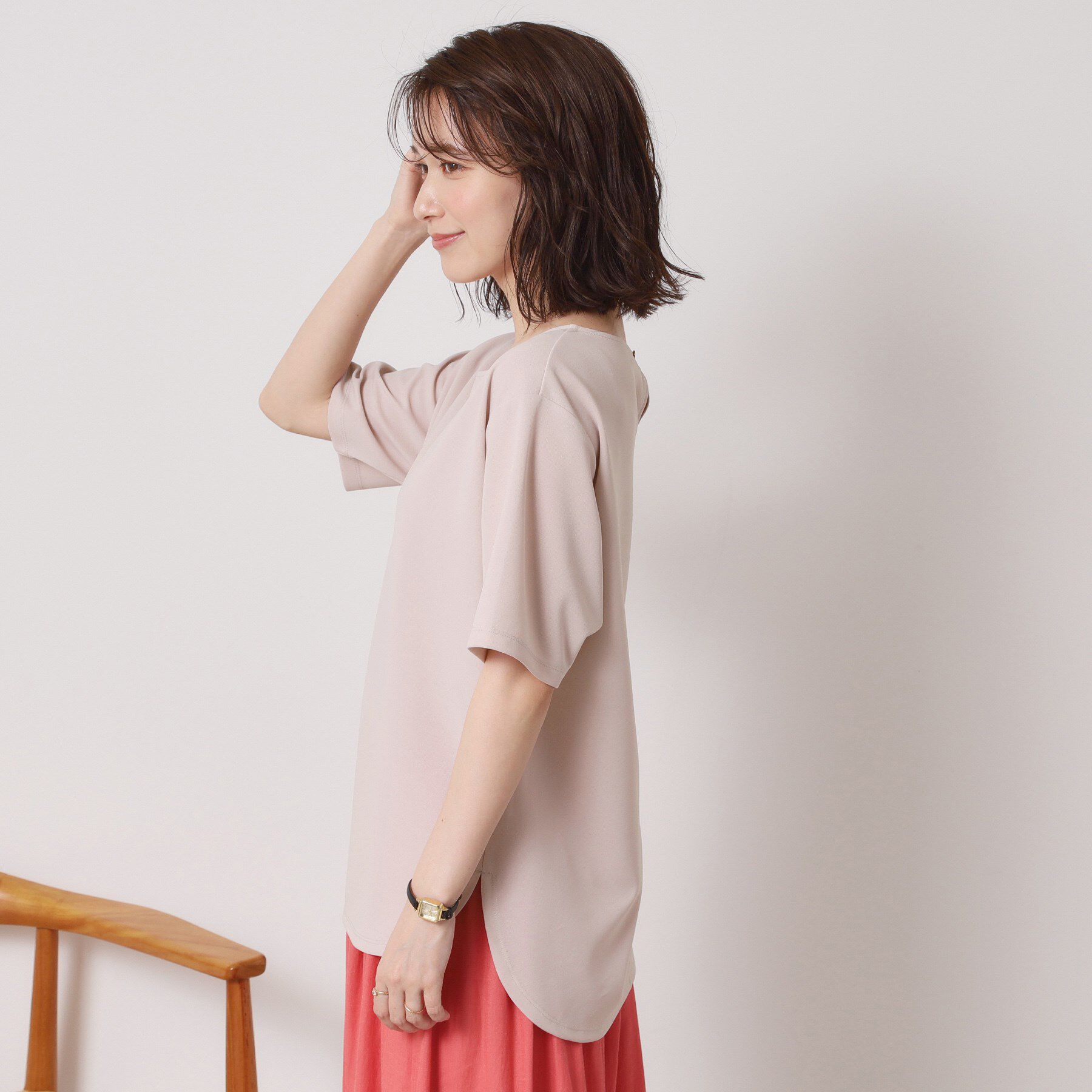 ITS&rsquo;DEMO「【接触冷感／洗濯機OK】カットジョーゼットTシャツ」|シャツ・ブラウス|