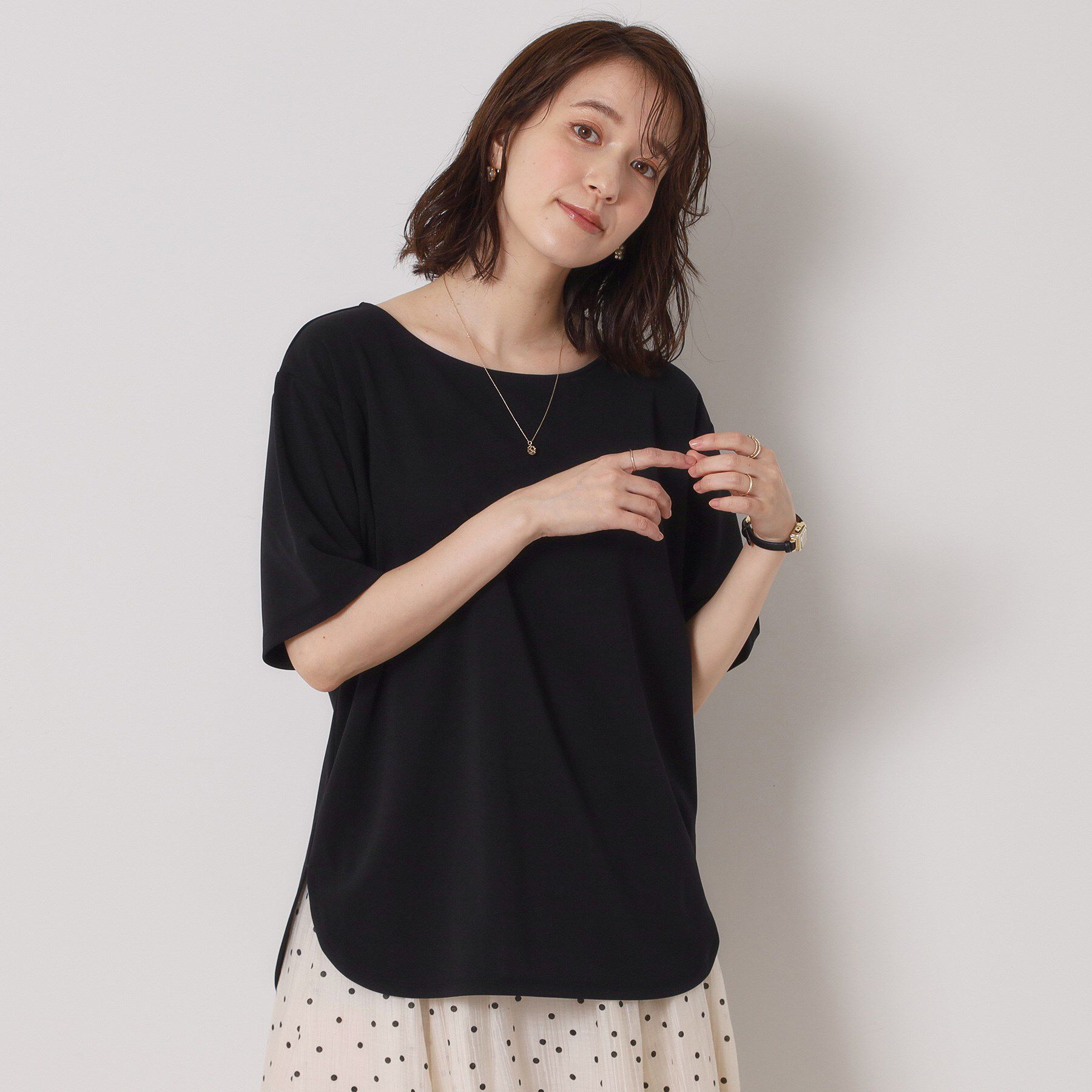 ITS&rsquo;DEMO「【接触冷感／洗濯機OK】カットジョーゼットTシャツ」|シャツ・ブラウス|