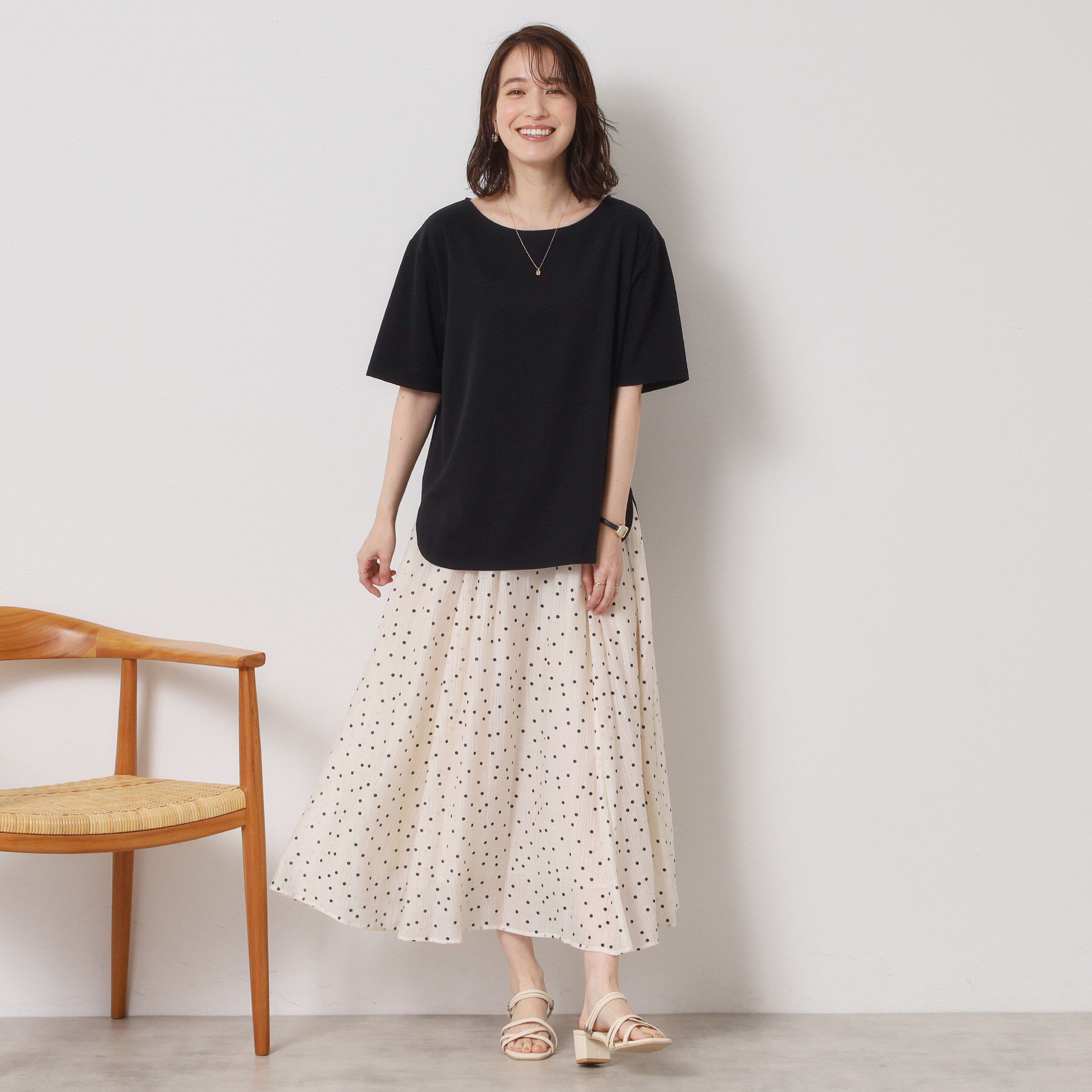 ITS&rsquo;DEMO「【接触冷感／洗濯機OK】カットジョーゼットTシャツ」|シャツ・ブラウス|