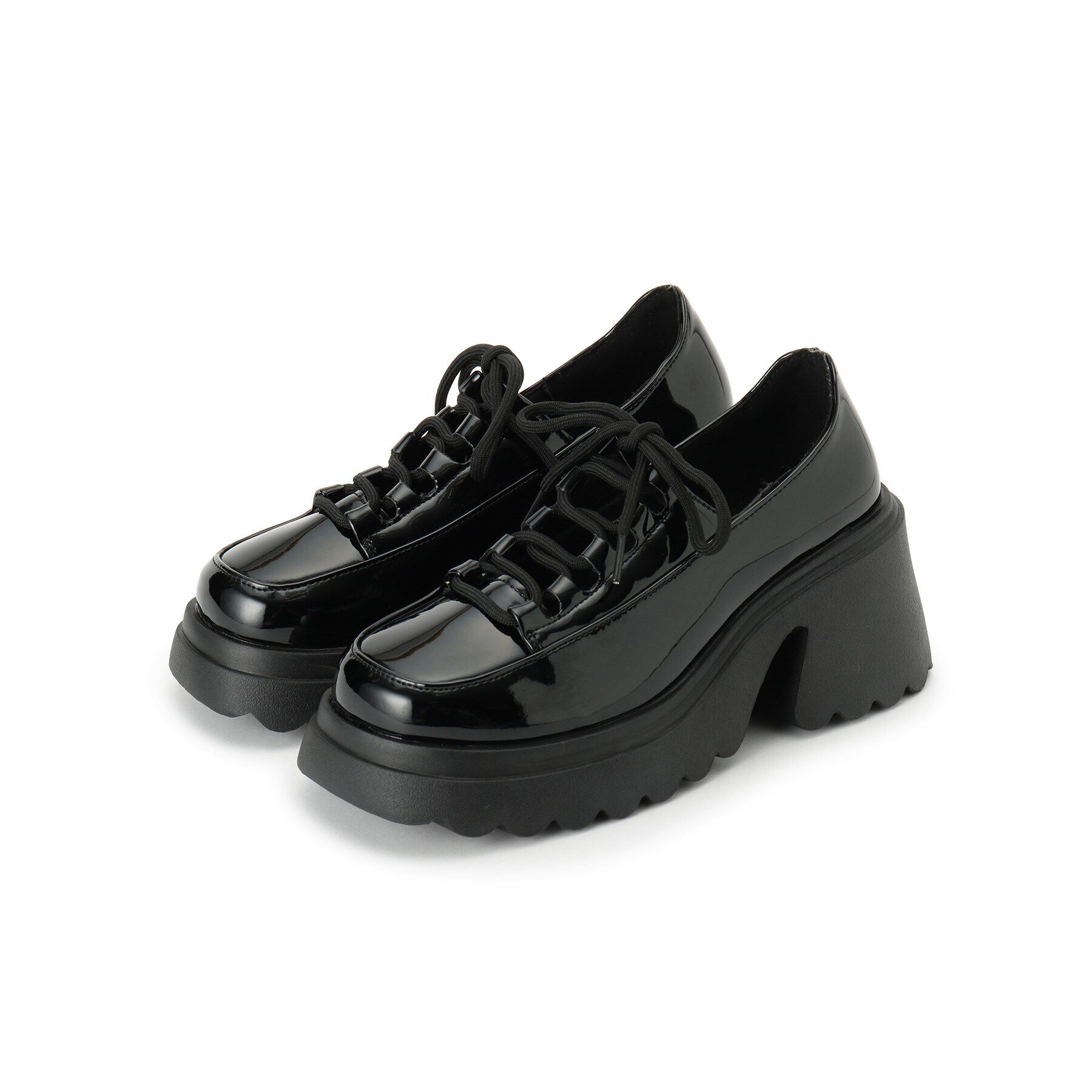 csT&P「厚底 レースアップパンプス」|パンプス|エナメルブラック(2