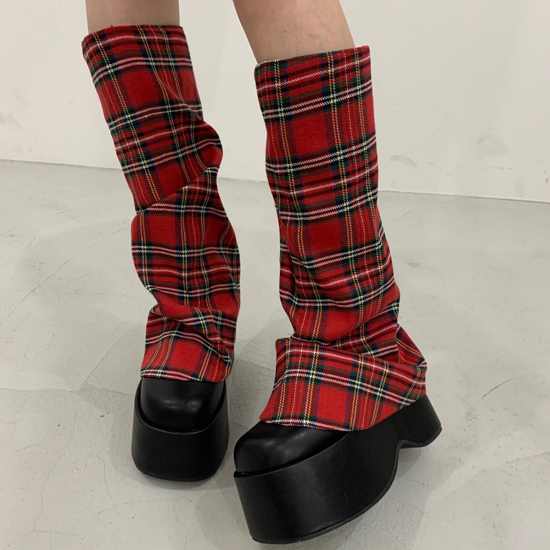 csT&P「厚底ブーツカバーロングブーツ」|ショートブーツ|レッド(962)