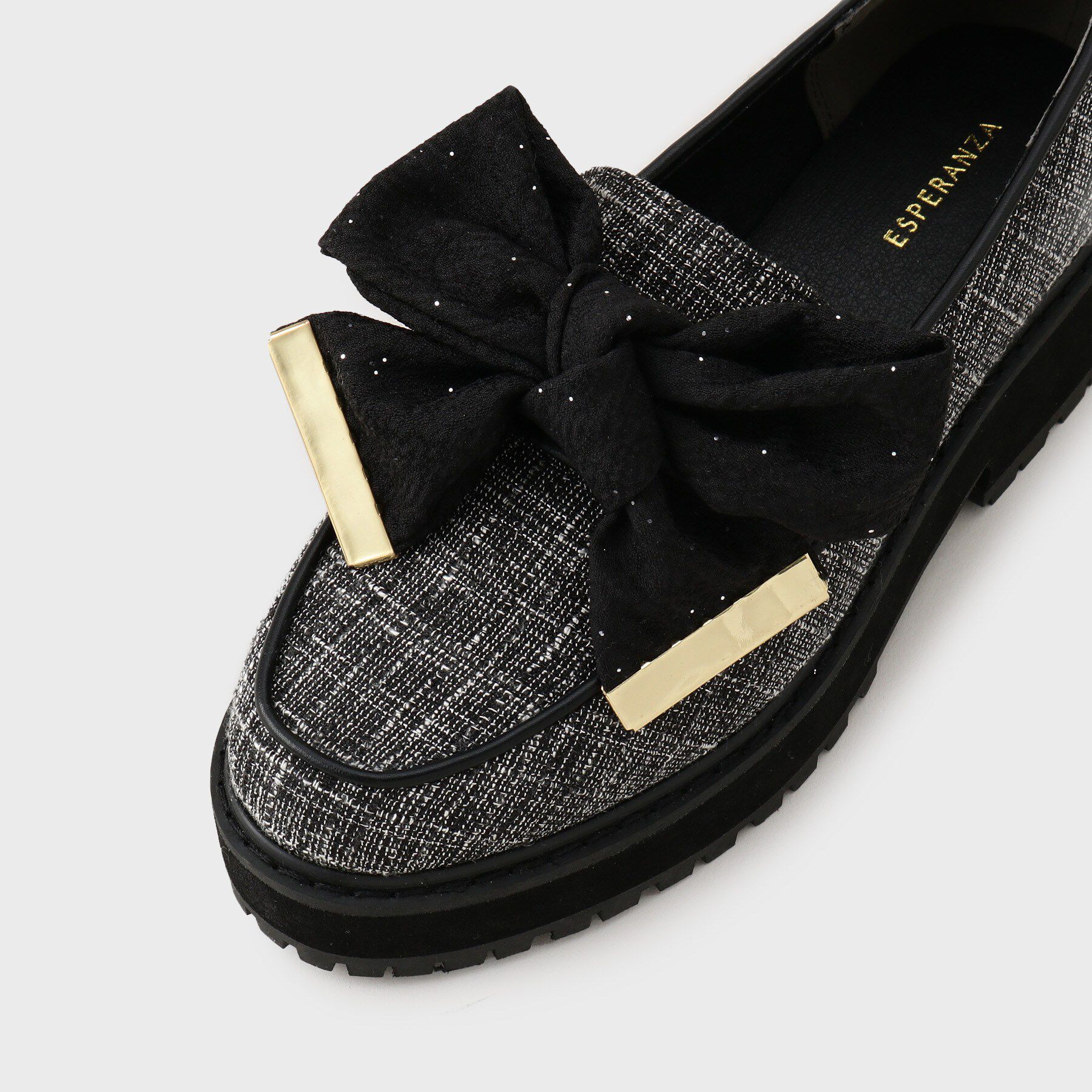 ESPERANZA「晴雨兼用リボン厚底ローファー」|パンプス|