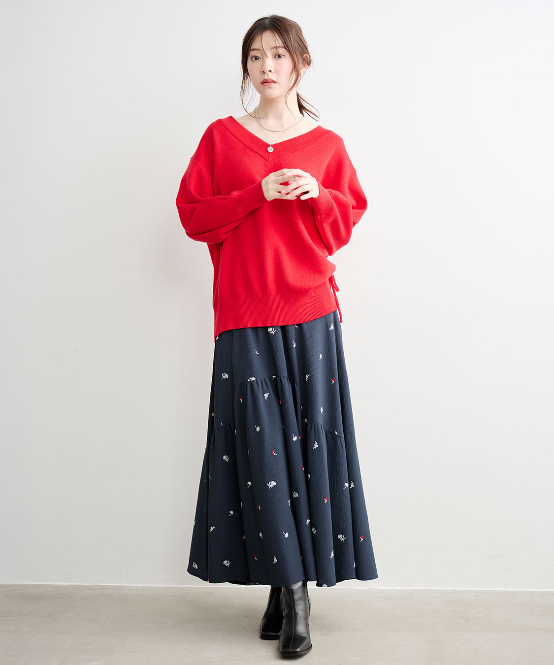 COCO DEAL「フラワー/スター刺繍ティアードスカート」|スカート|