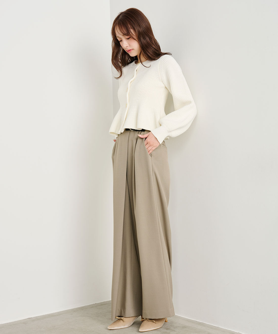 COCO DEAL「ベルトディテールアシメワイドパンツ」|スラックス|