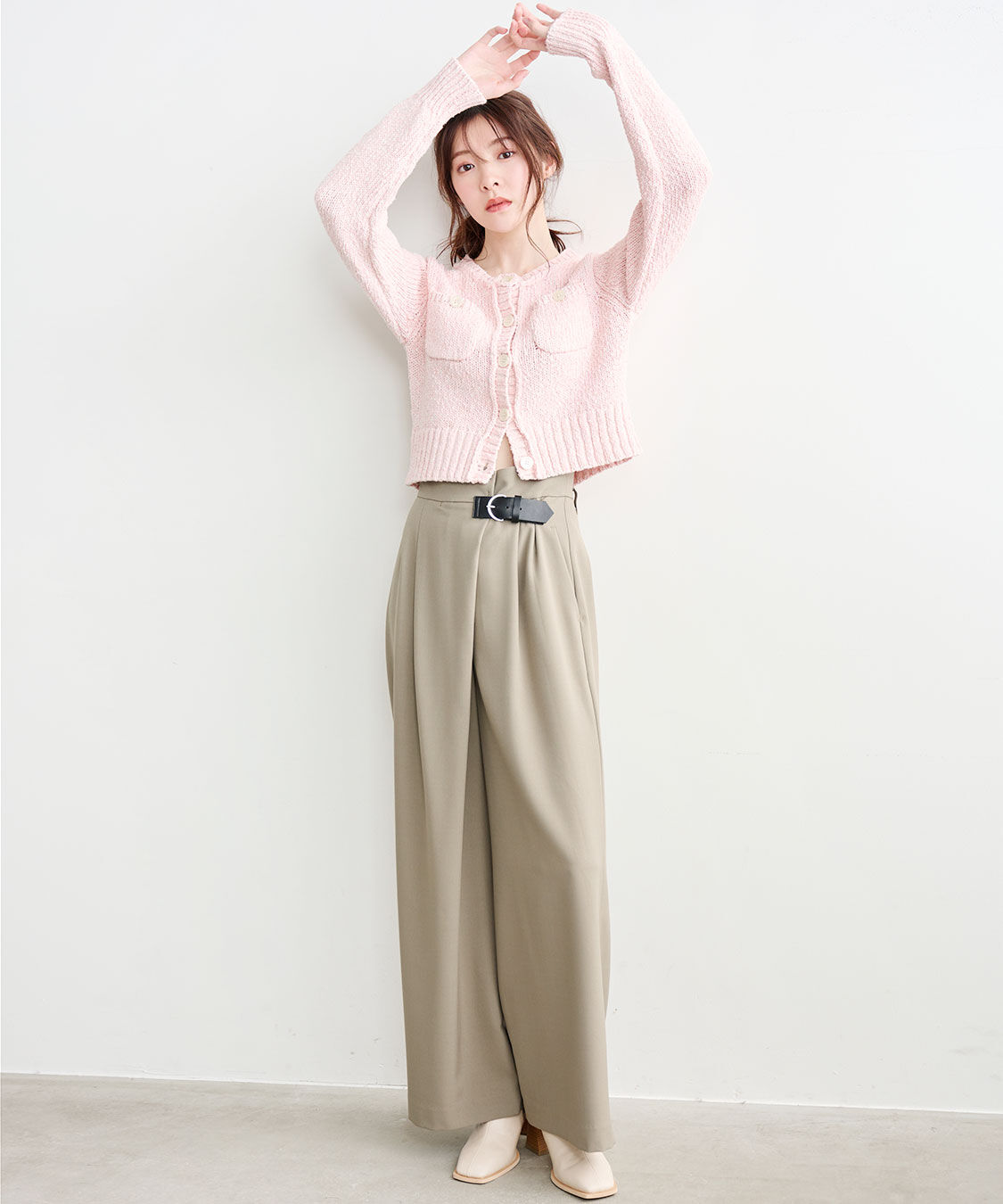 COCO DEAL「ベルトディテールアシメワイドパンツ」|スラックス|