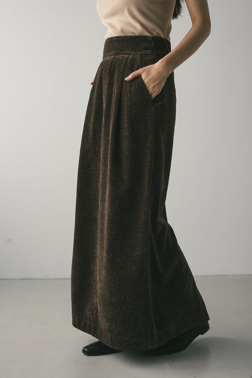 STYLEMIXER「ハイウエストタックベロアスカート」|スカート|BRN