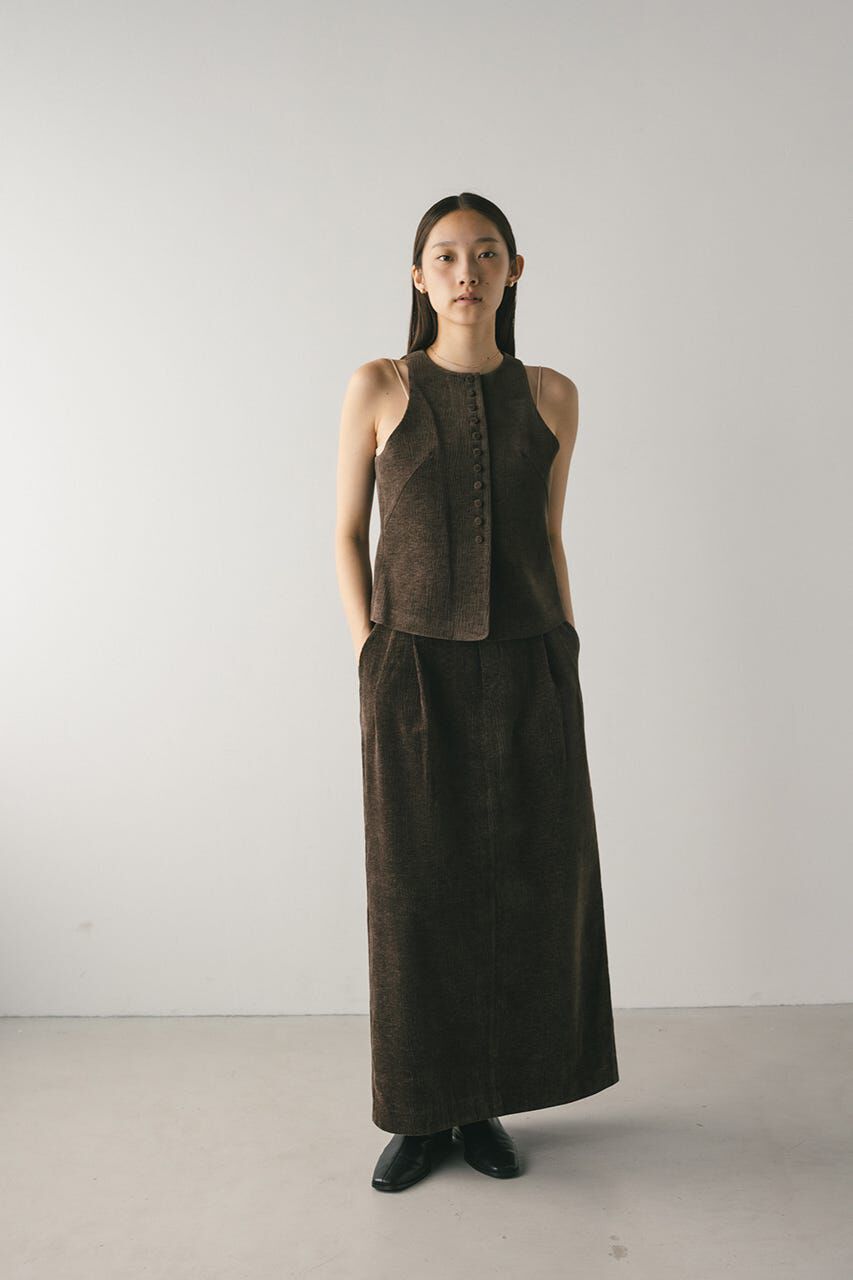 STYLEMIXER「ハイウエストタックベロアスカート」|スカート|