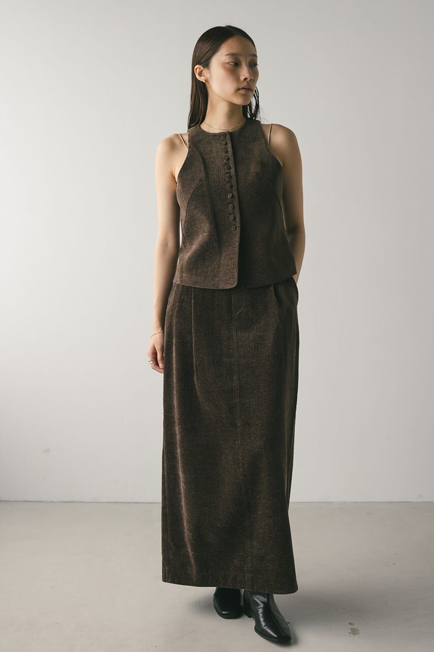 STYLEMIXER「ハイウエストタックベロアスカート」|スカート|