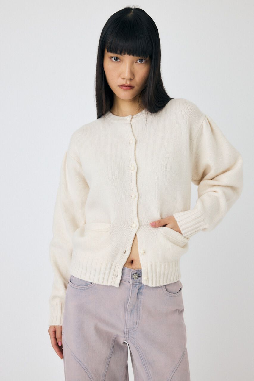 MOUSSY「BUTTON UP ニットカーディガン」|カーディガン|WHT