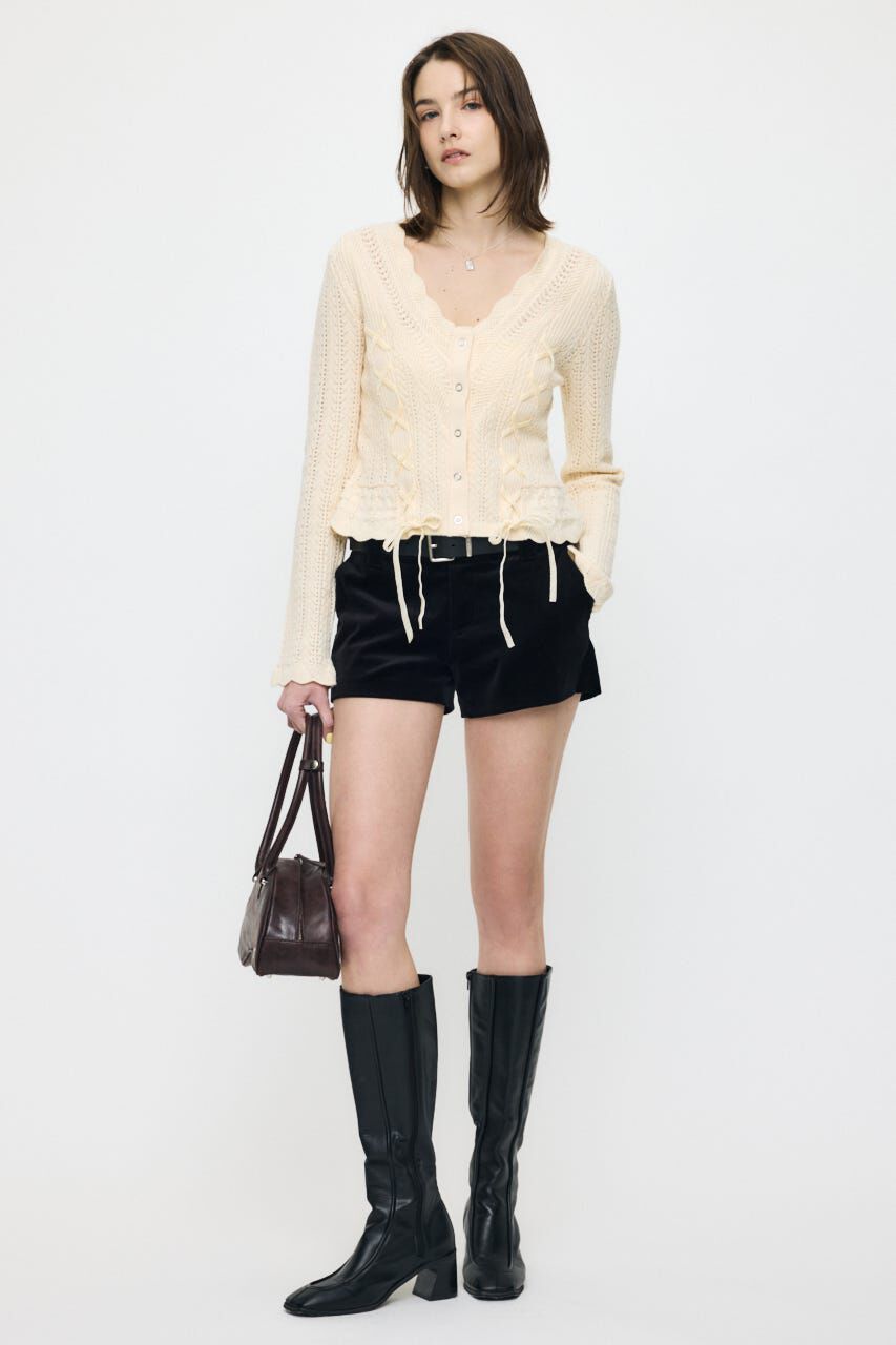 MOUSSY「LACE UP RIBBON カーディガン」|ニット・セーター|