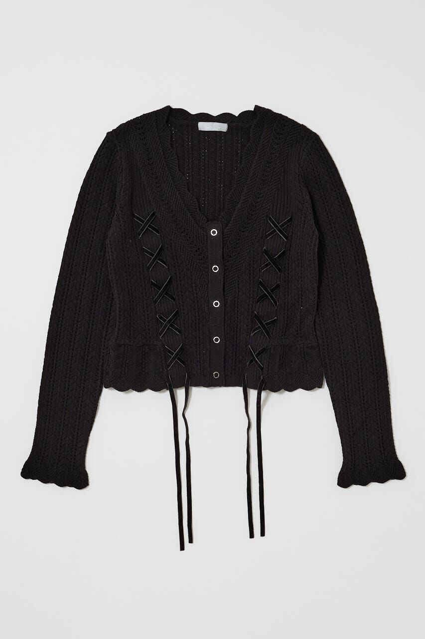 MOUSSY「LACE UP RIBBON カーディガン」|ニット・セーター|