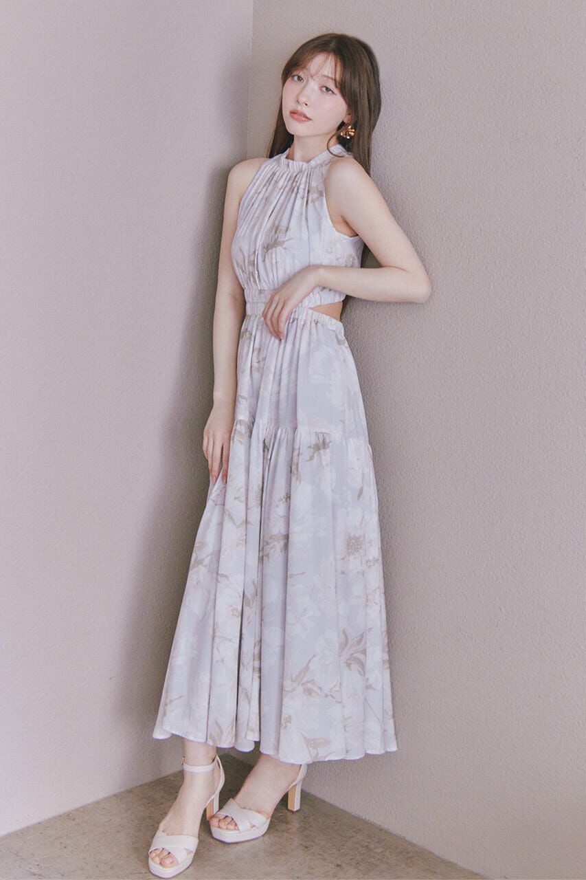 rienda「ホルターネックギャザーフレアワンピース」|ワンピース|柄PUR5