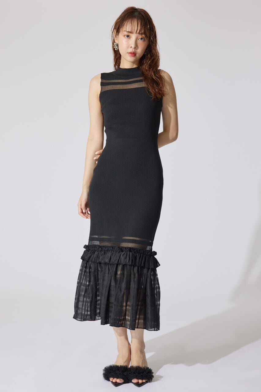 rienda「ティアードフリルシアーマーメイドニットワンピース」|ワンピース|