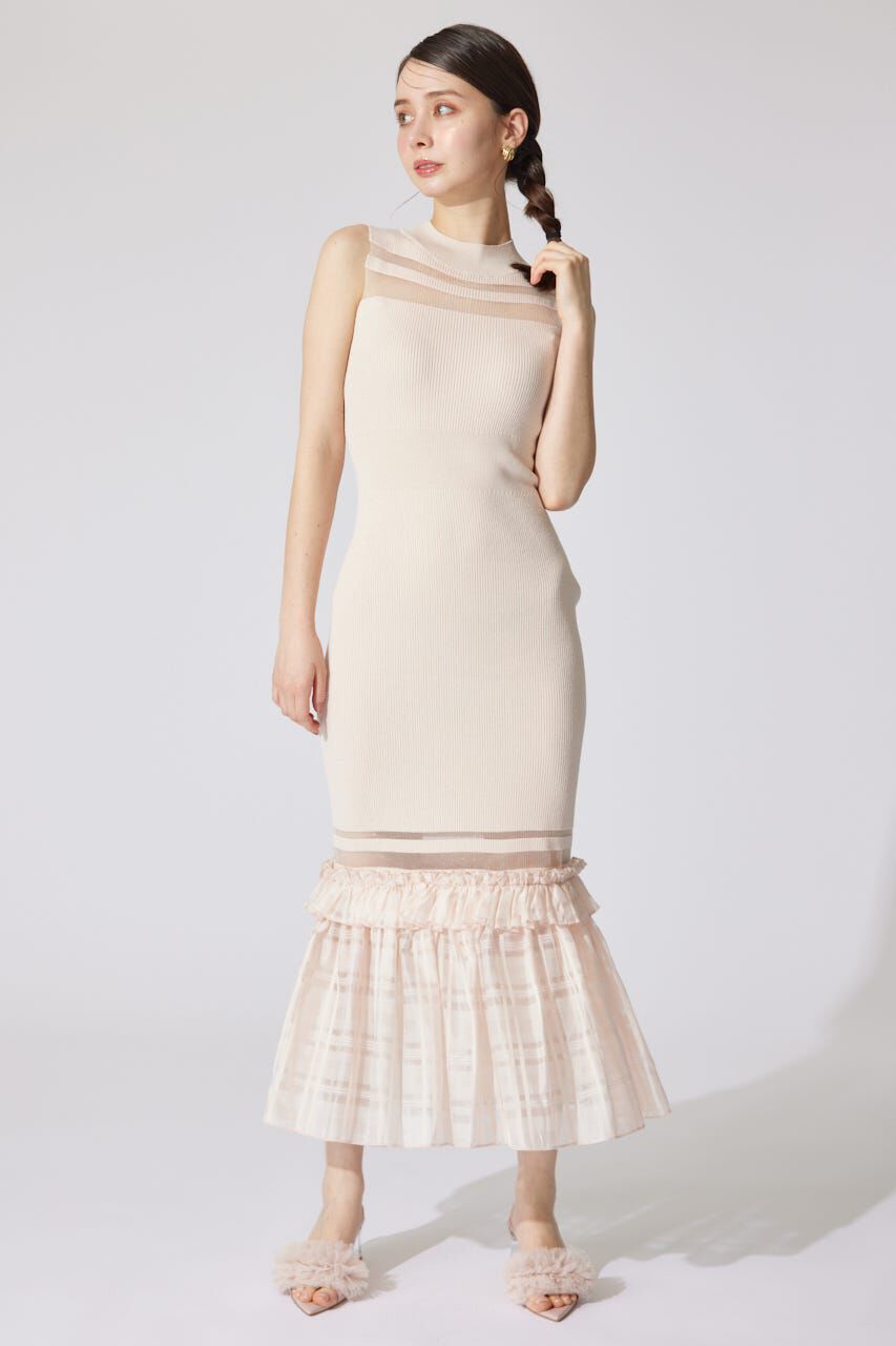 rienda「ティアードフリルシアーマーメイドニットワンピース」|ワンピース|