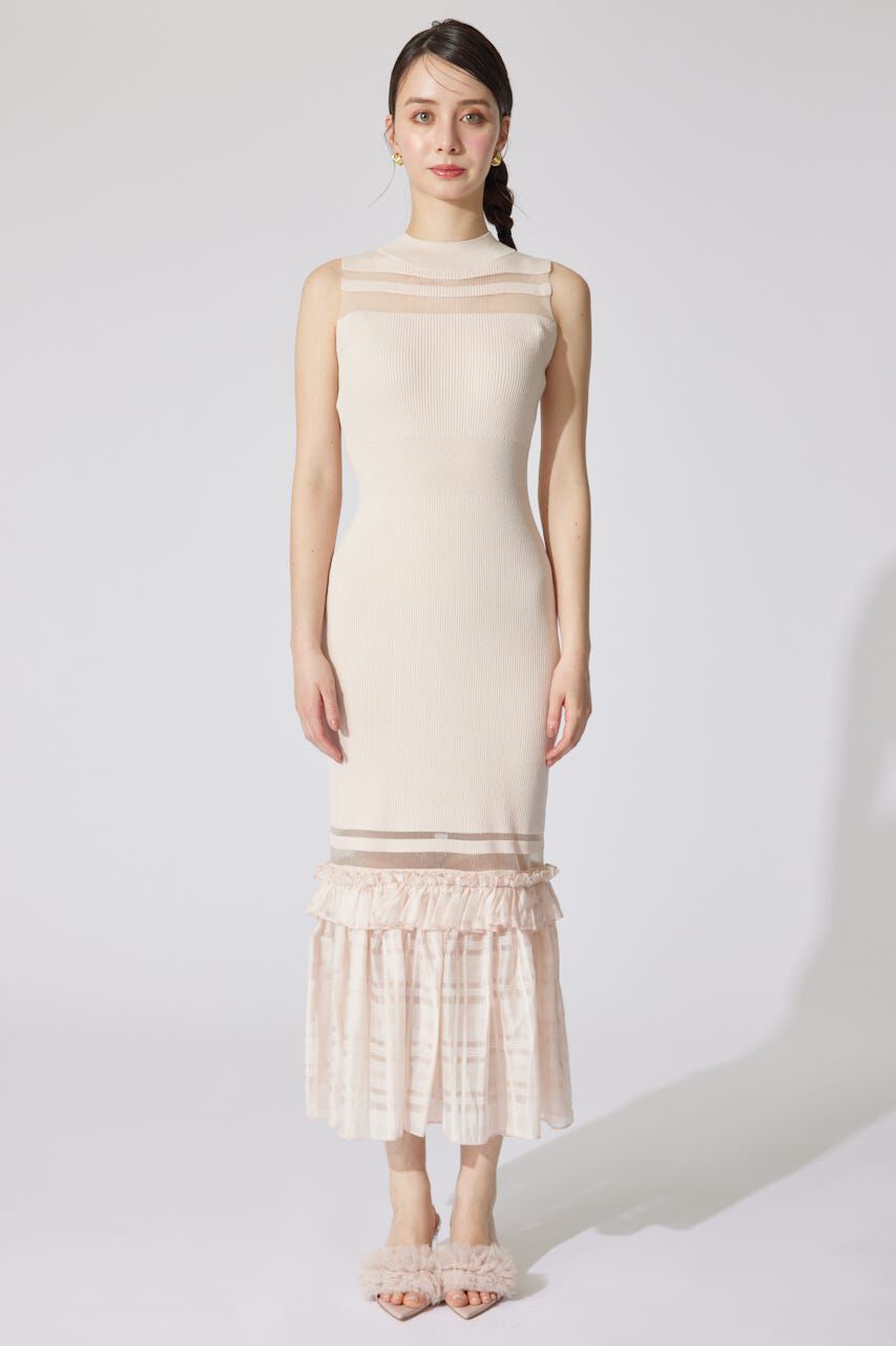 rienda「ティアードフリルシアーマーメイドニットワンピース」|ワンピース|