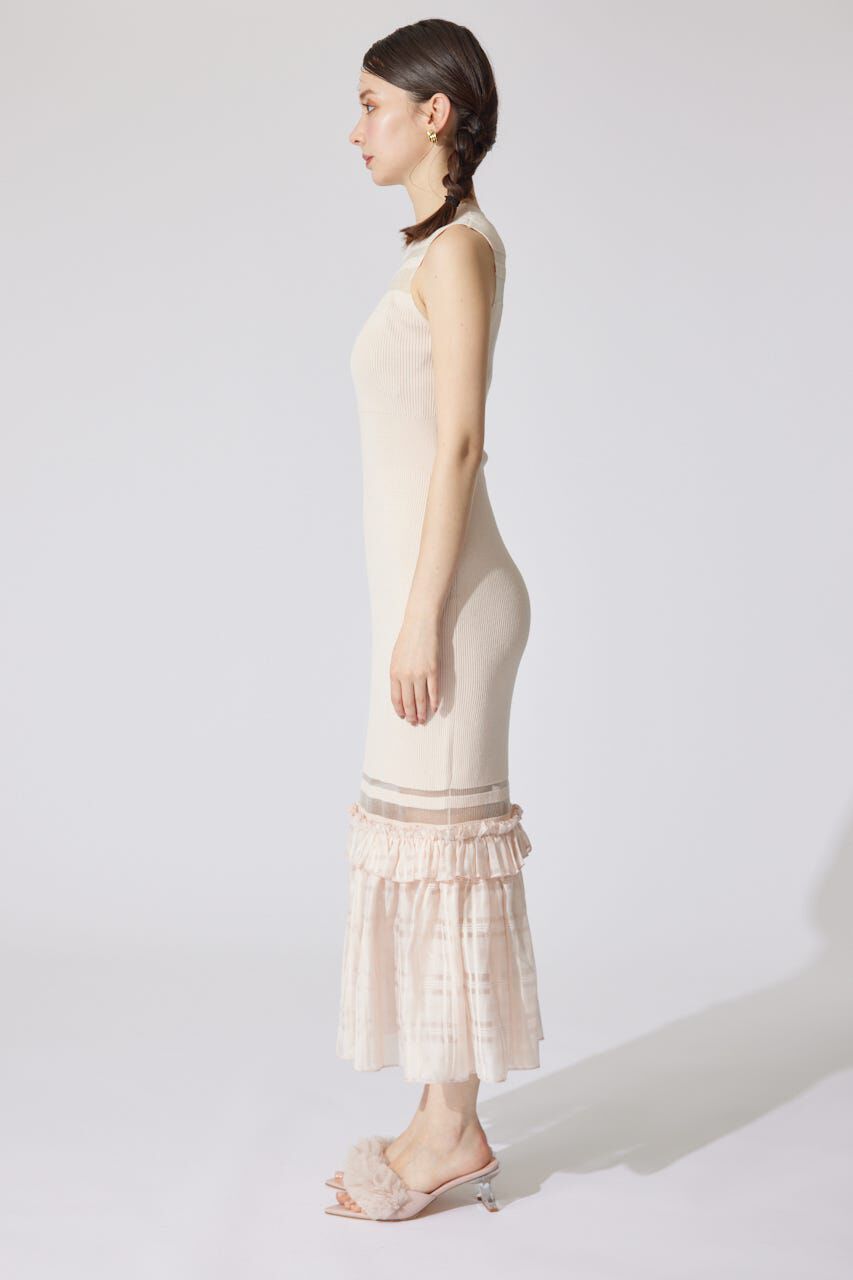 rienda「ティアードフリルシアーマーメイドニットワンピース」|ワンピース|