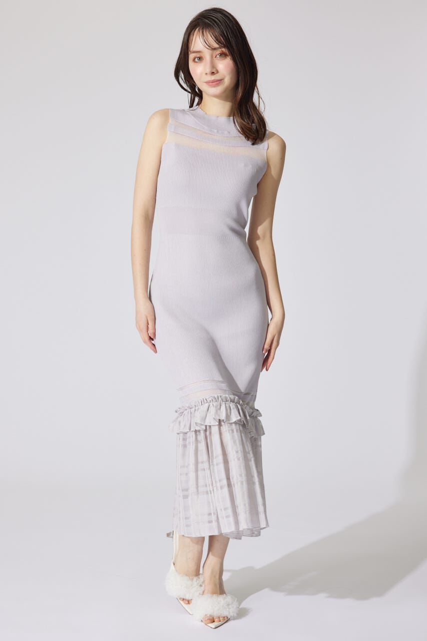 rienda「ティアードフリルシアーマーメイドニットワンピース」|ワンピース|L/PUR1