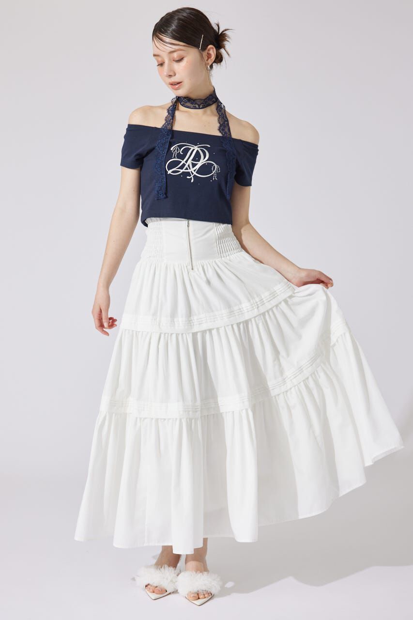 rienda「ウエストシャーリングタックデザインフレアスカート」|スカート|