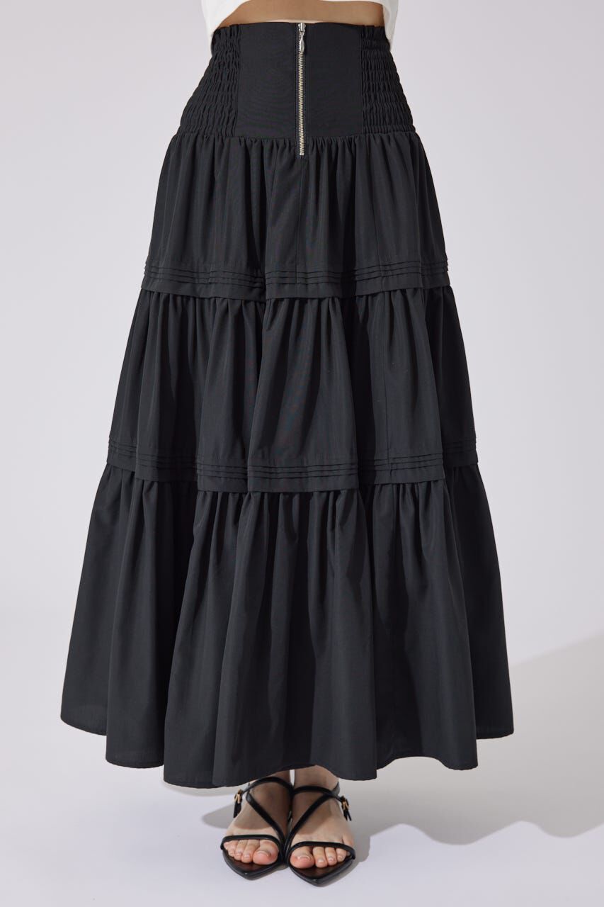 rienda「ウエストシャーリングタックデザインフレアスカート」|スカート|