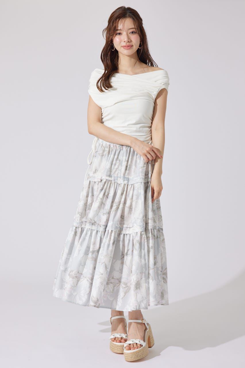 rienda「ウエストシャーリングタックデザインフレアスカート」|スカート|