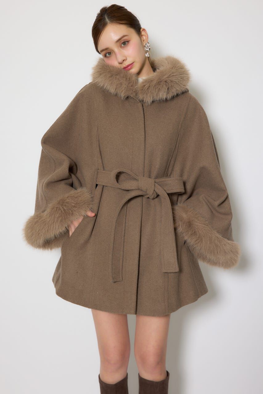 rienda「ウールMIXフードポンチョコート」|その他|