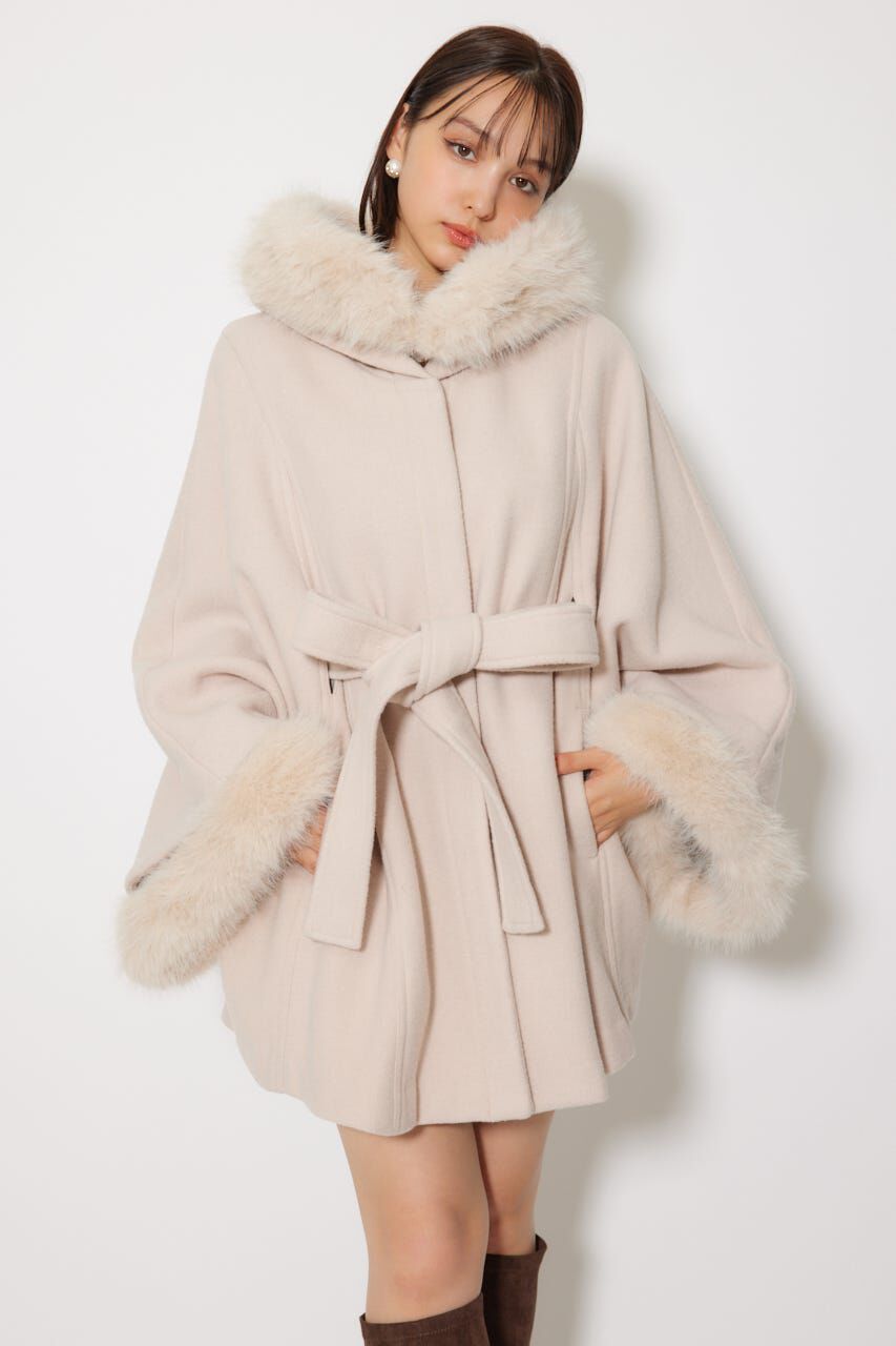 rienda「ウールMIXフードポンチョコート」|その他|L/BEG1