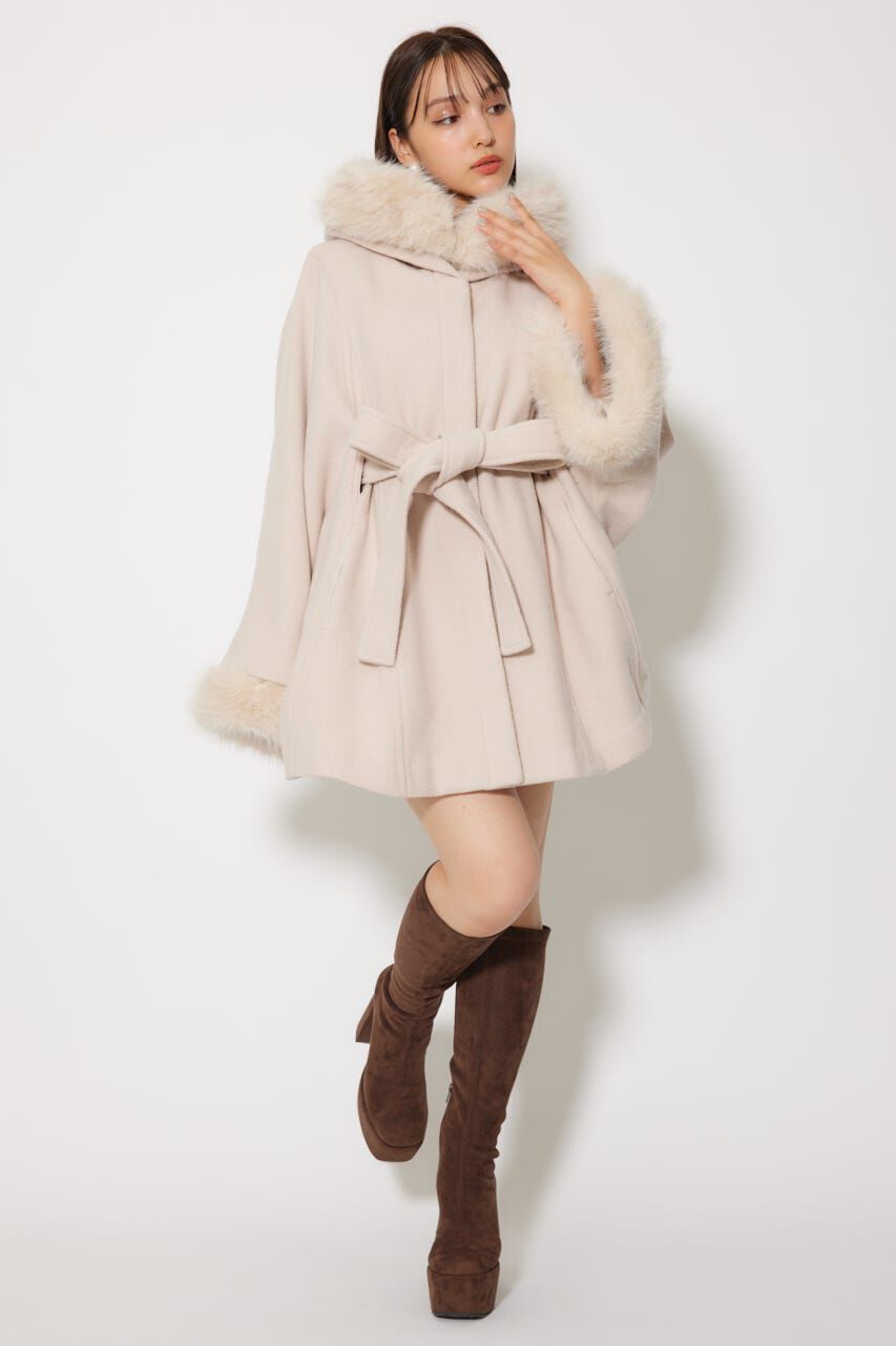 rienda「ウールMIXフードポンチョコート」|その他|