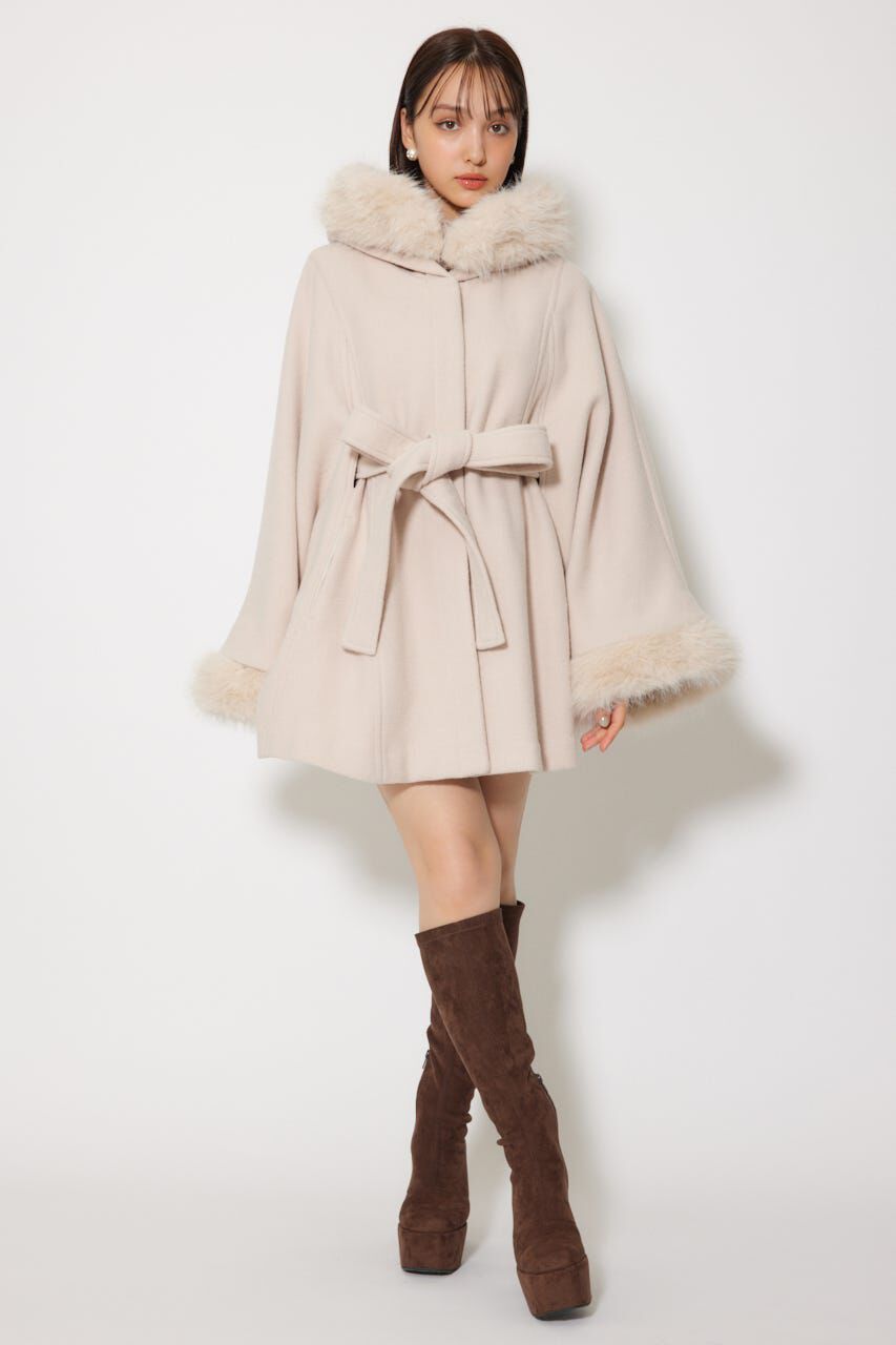 rienda「ウールMIXフードポンチョコート」|その他|