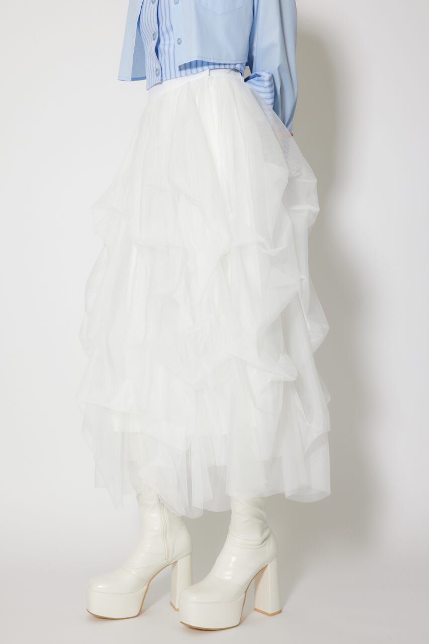 rienda「ランダムタックチュールスカート」|スカート|