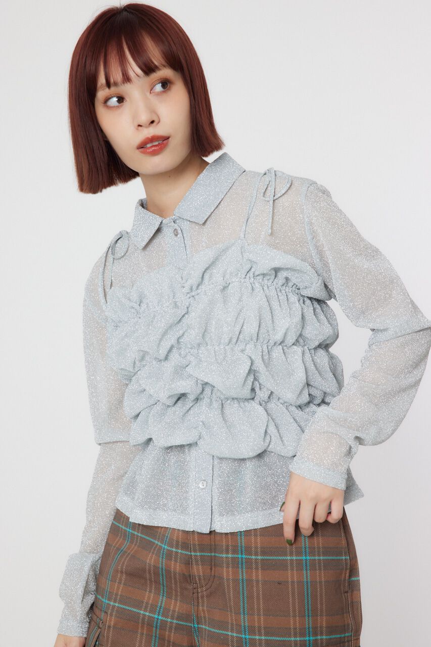 RODEO CROWNS「2WAY ラメ ギャザー ビスチェ」|キャミソール|