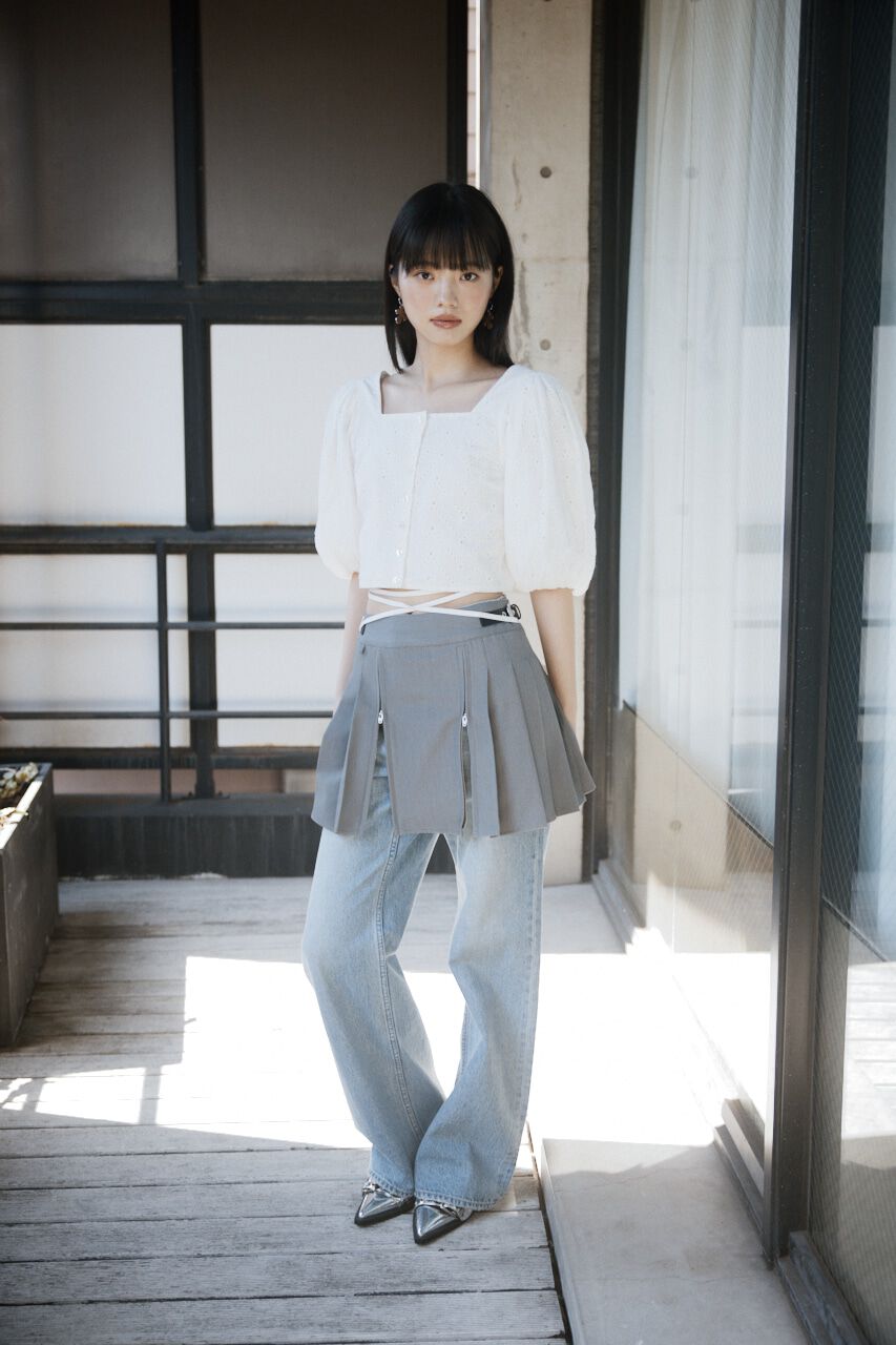 SLY「FRONT BUTTON LACE PUFF トップス」|シャツ・ブラウス|