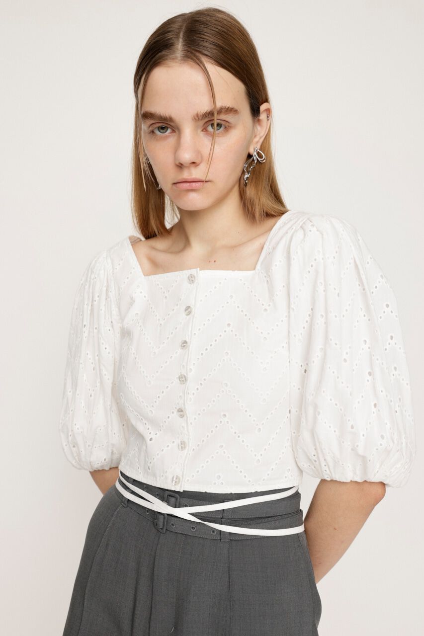 SLY「FRONT BUTTON LACE PUFF トップス」|シャツ・ブラウス|